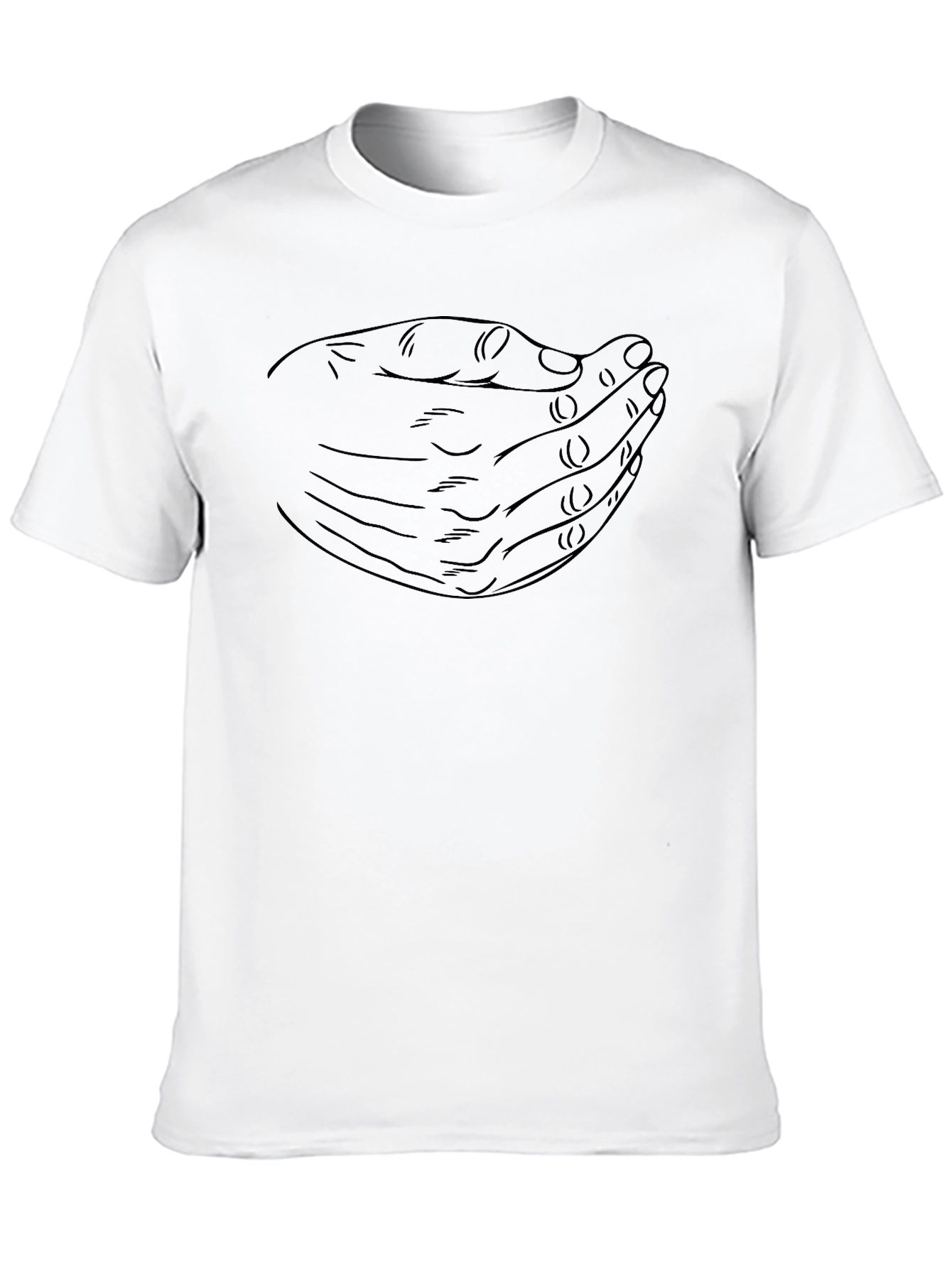 Cupped Hands Graphic Tee - Black Cotton T-Shirt