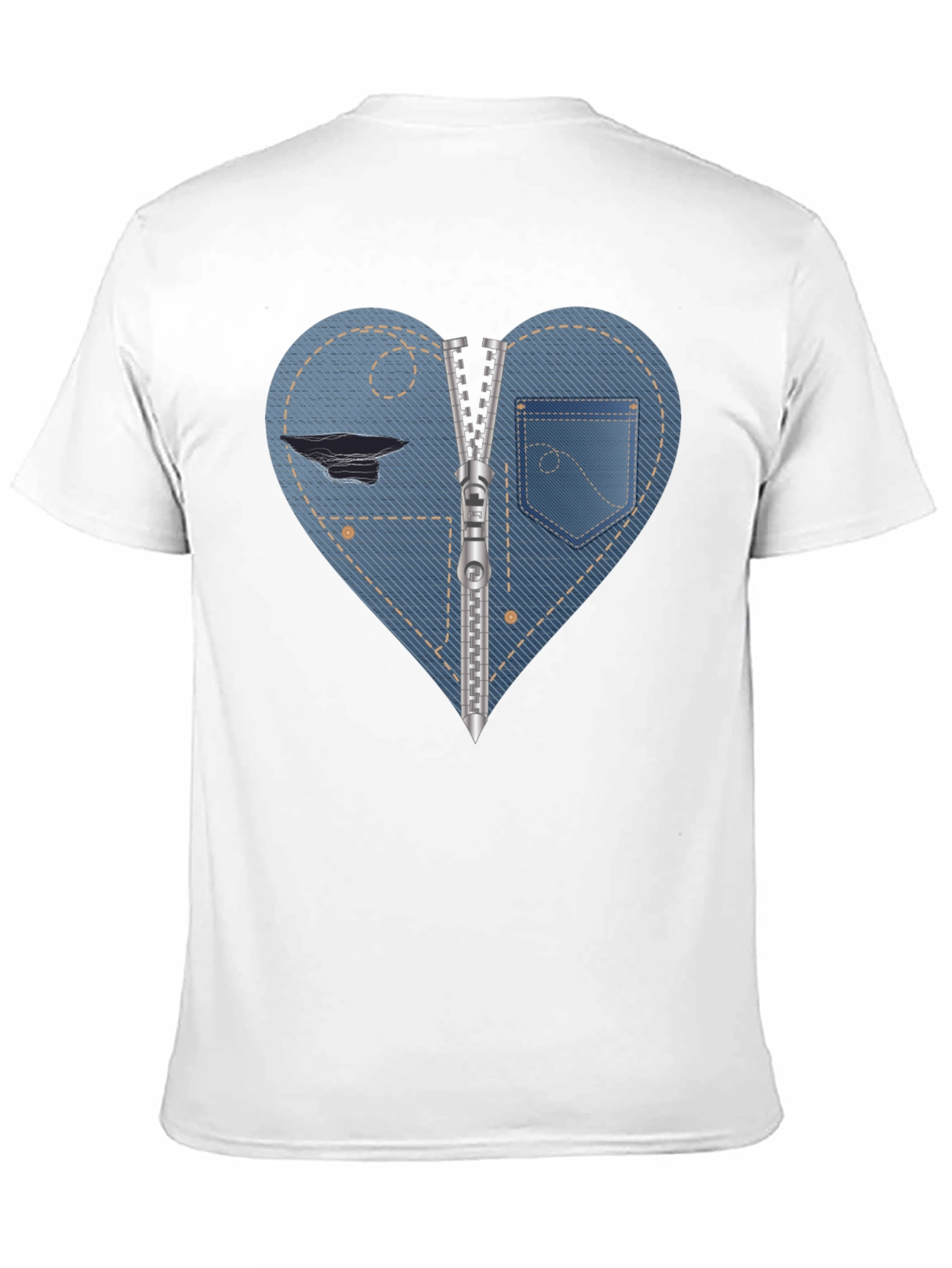 Denim Heart Zipper T-Shirt