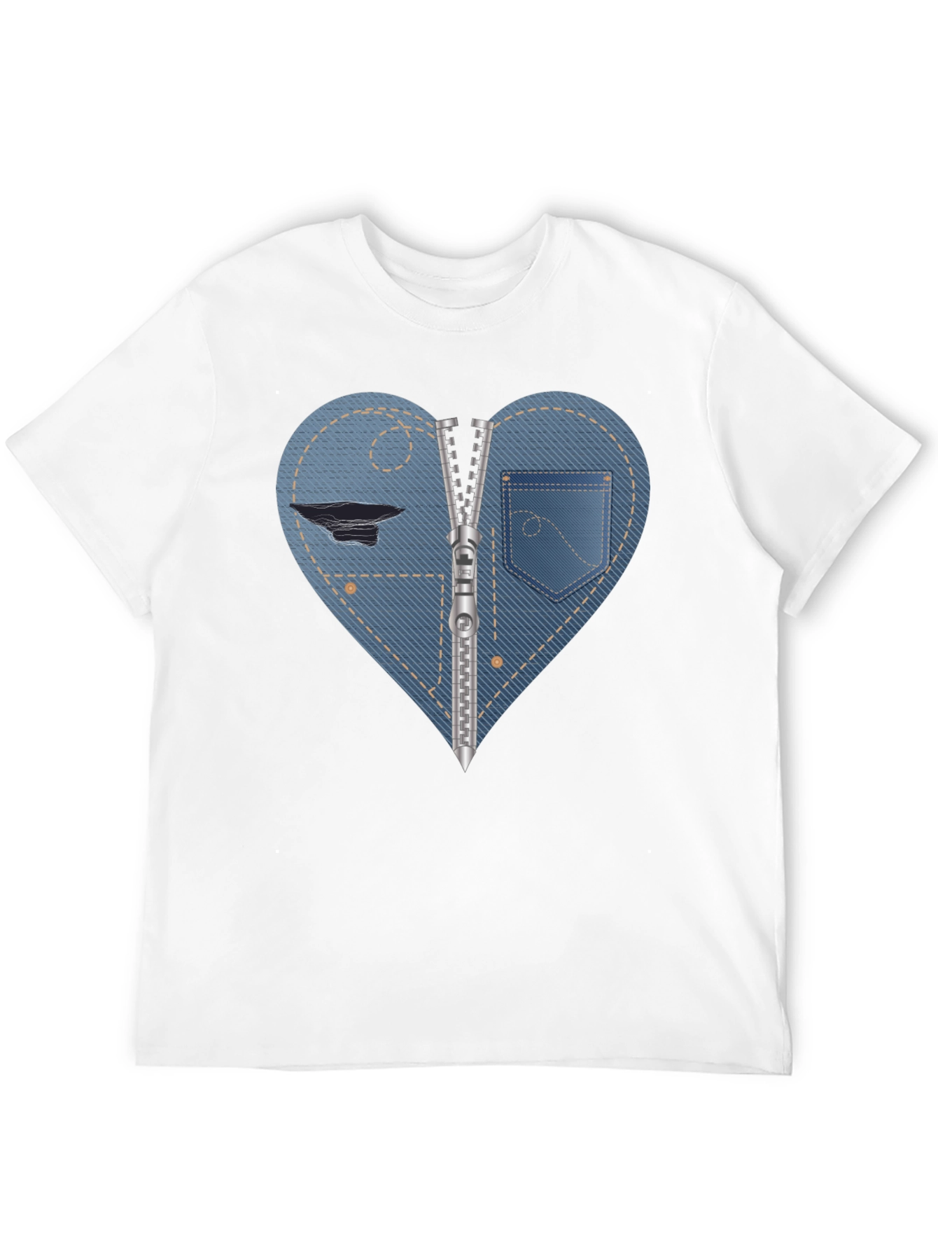 Denim Heart Zipper T-Shirt