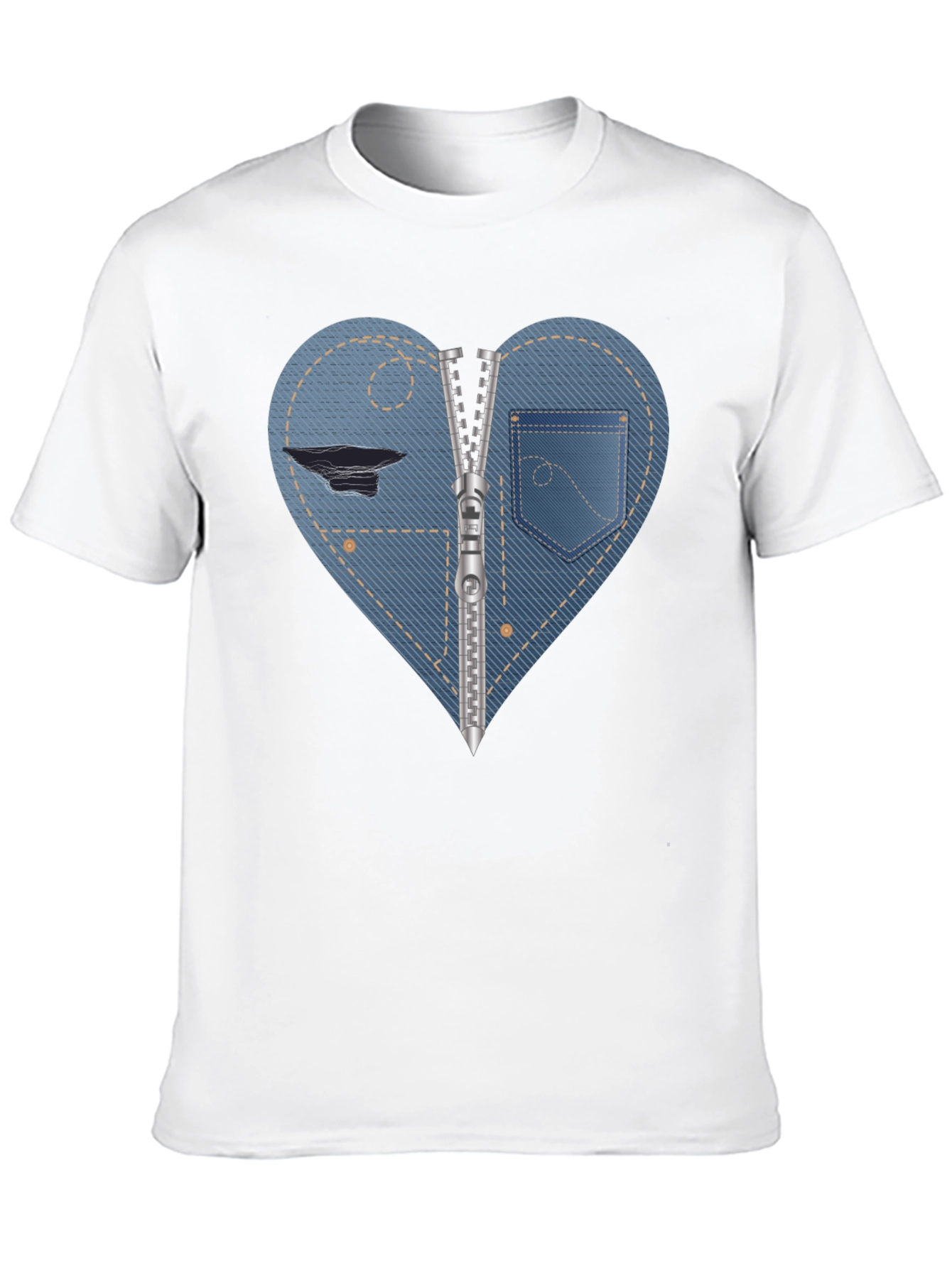 Denim Heart Zipper T-Shirt