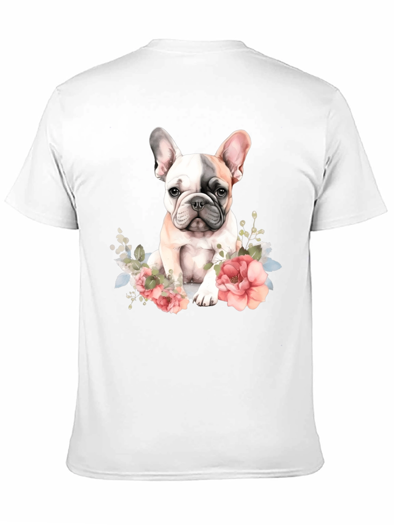 Floral French Bulldog Graphic Tee - Black