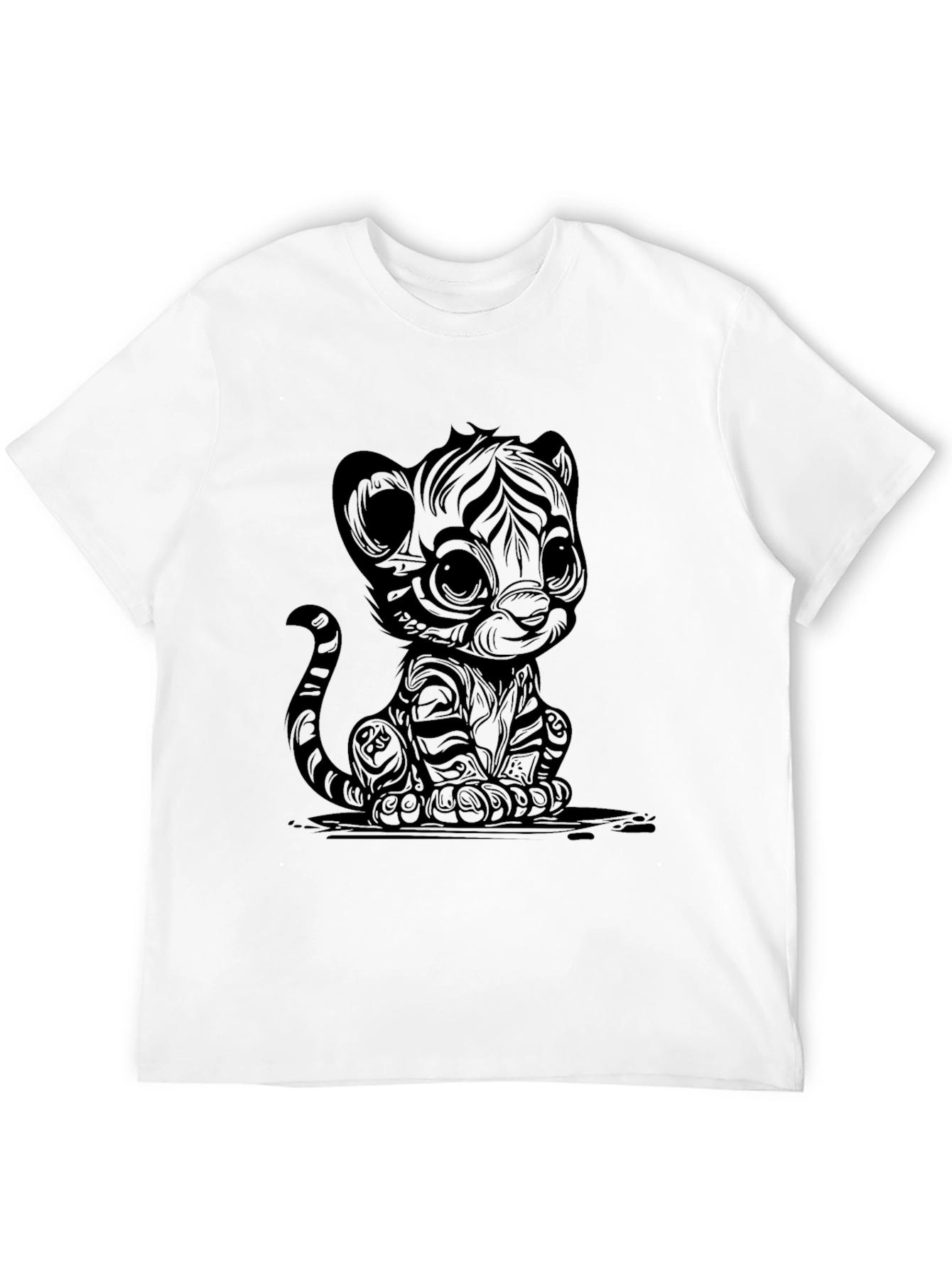 Cute Cartoon Tiger Graphic T-Shirt