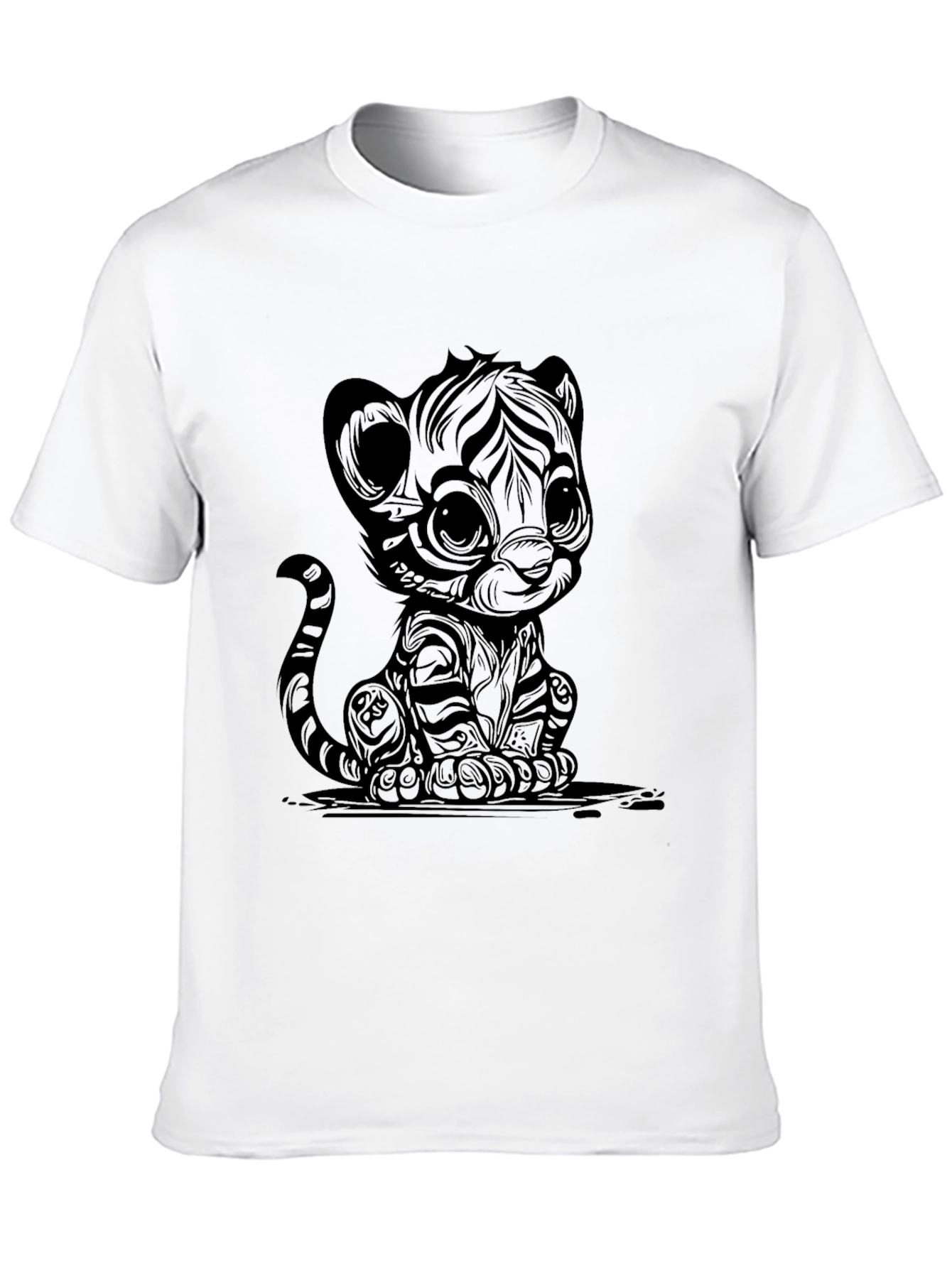 Cute Cartoon Tiger Graphic T-Shirt