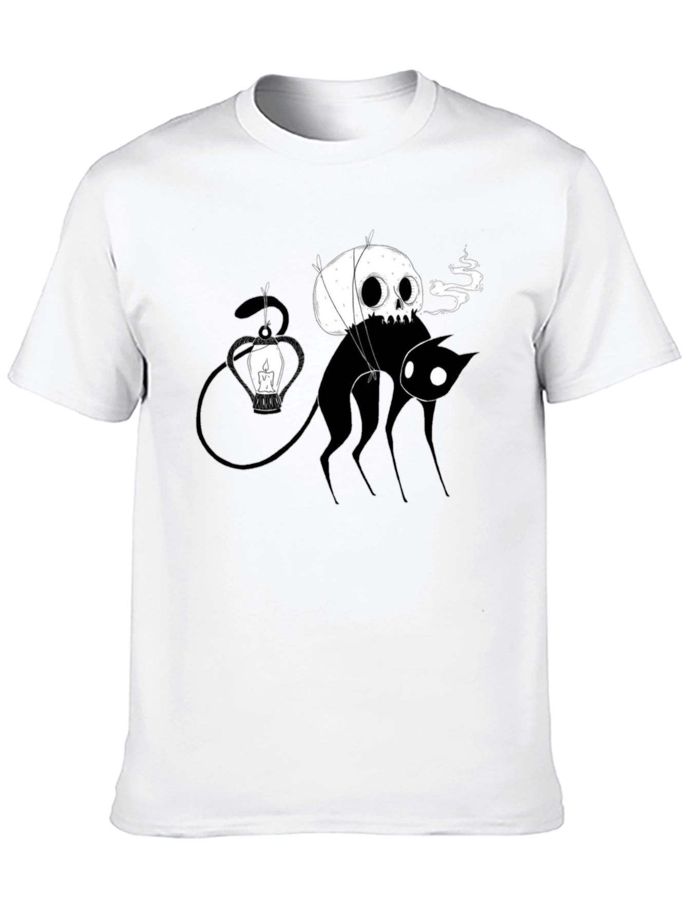 Skull Balloon Cat Black T-Shirt