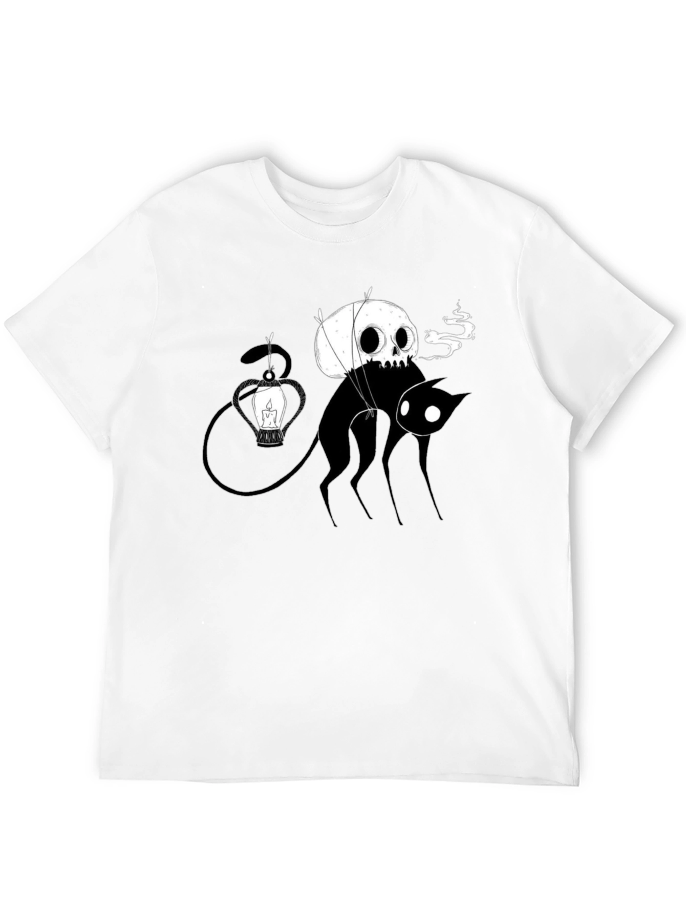 Skull Balloon Cat Black T-Shirt