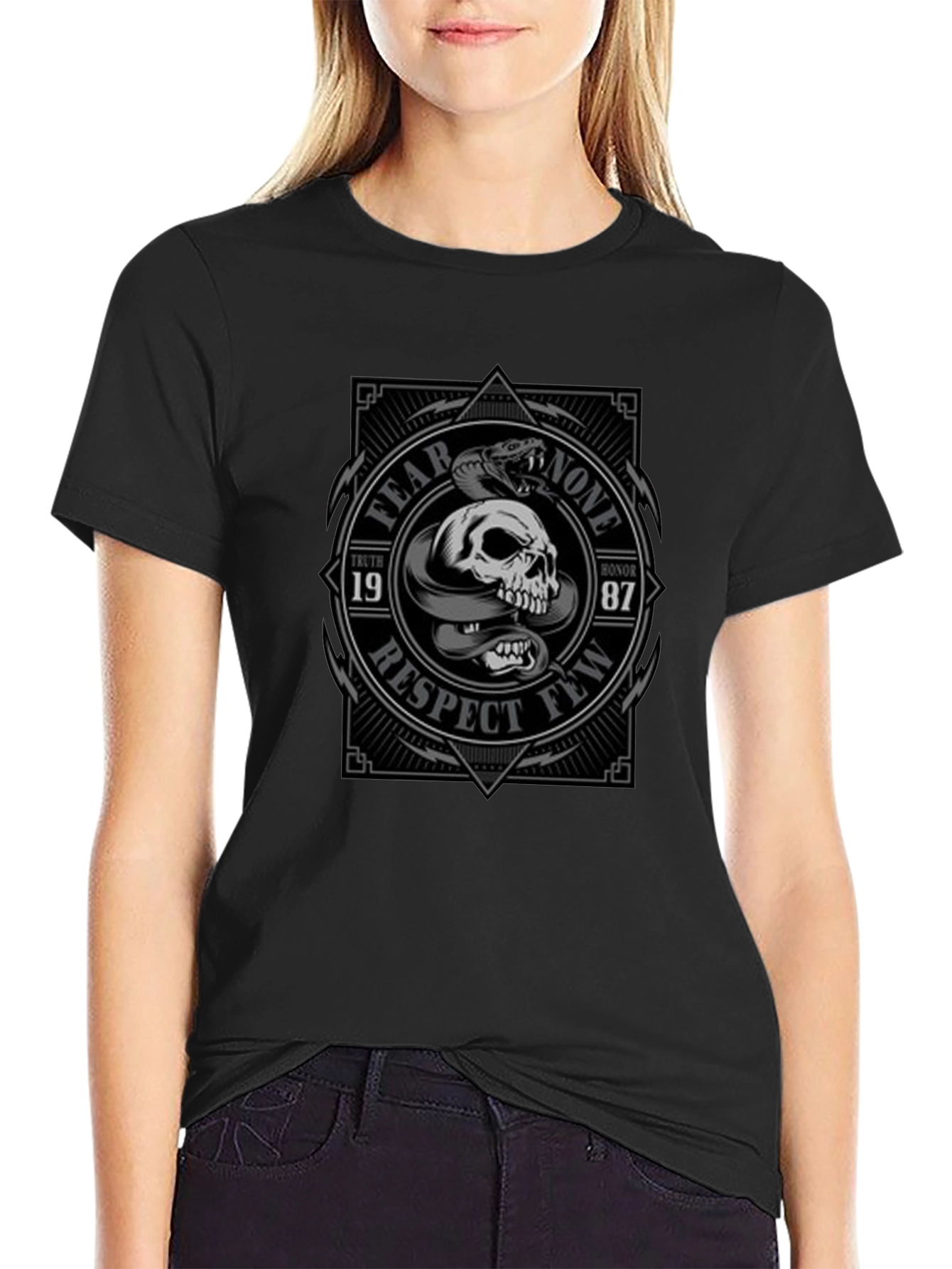 Fear None Skull & Snake Graphic T-Shirt