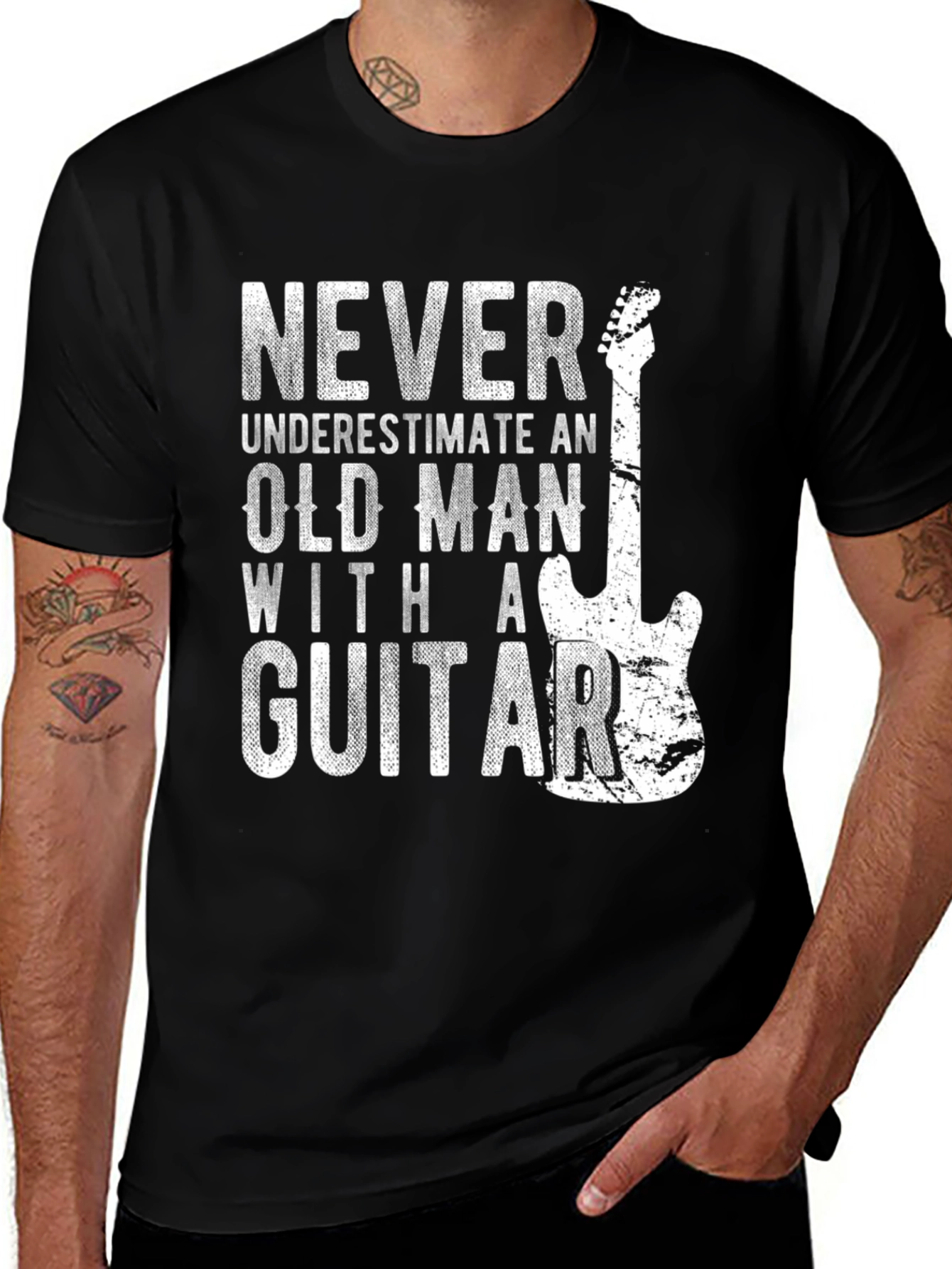Never Underestimate an Old Man Guitar T-Shirt