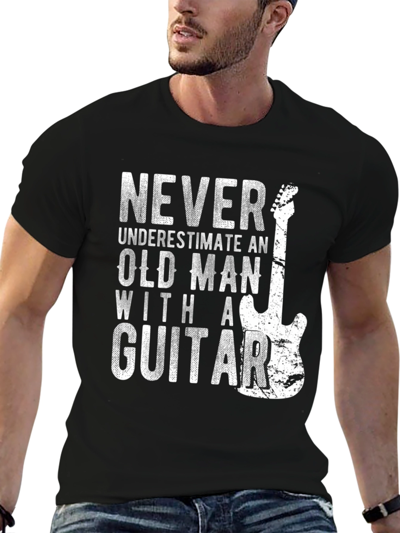 Never Underestimate an Old Man Guitar T-Shirt