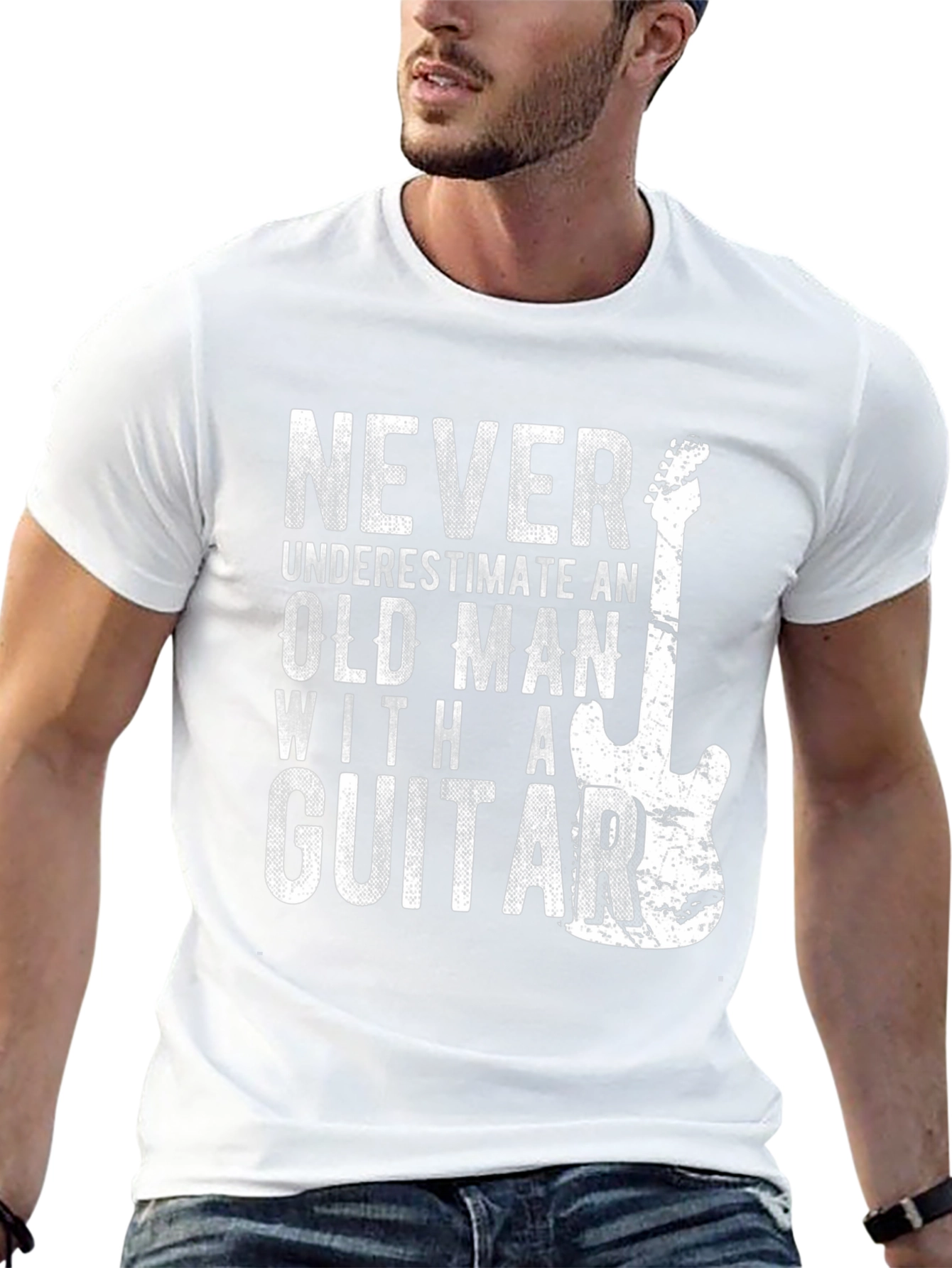 Never Underestimate an Old Man Guitar T-Shirt