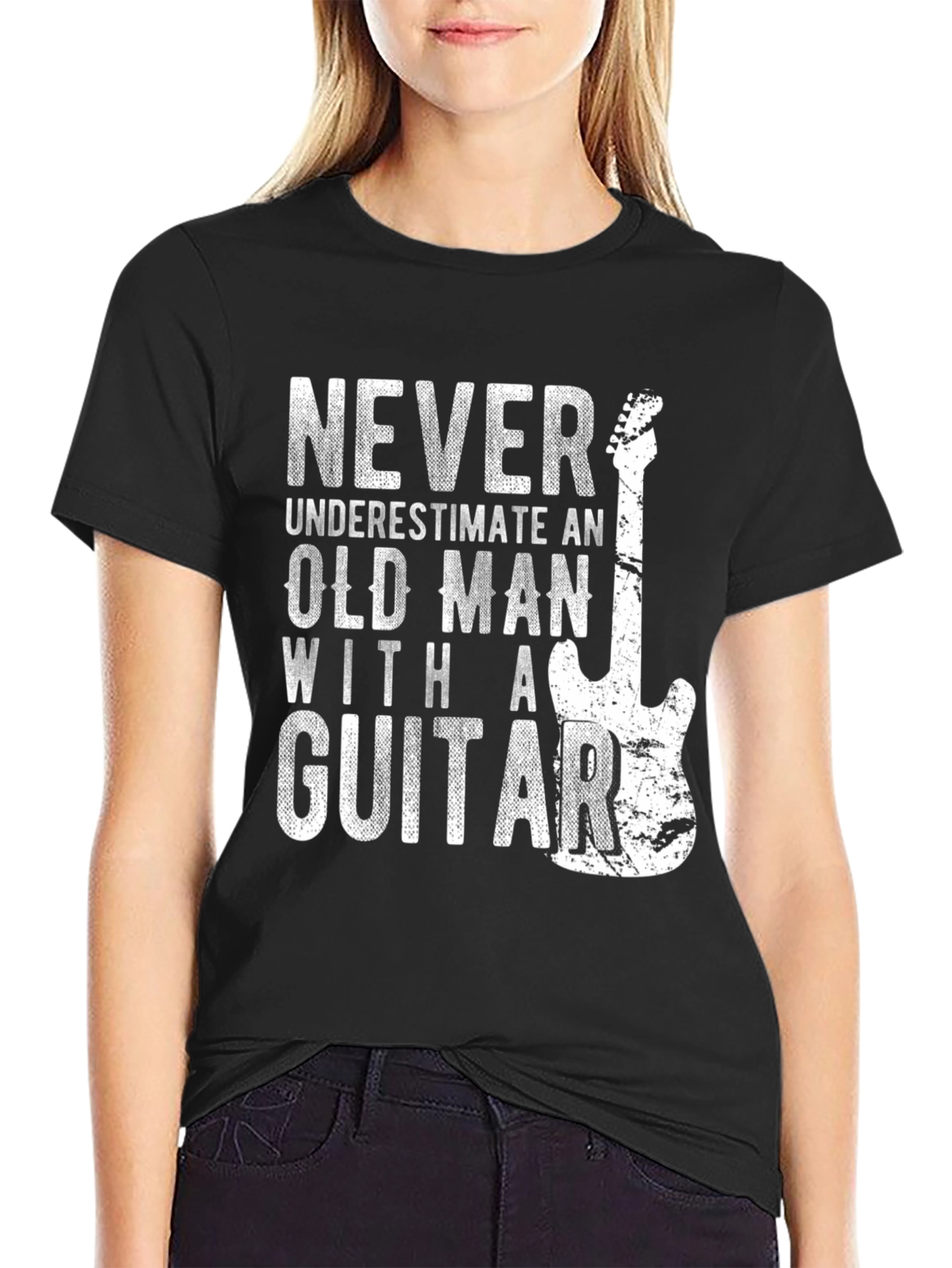 Never Underestimate an Old Man Guitar T-Shirt