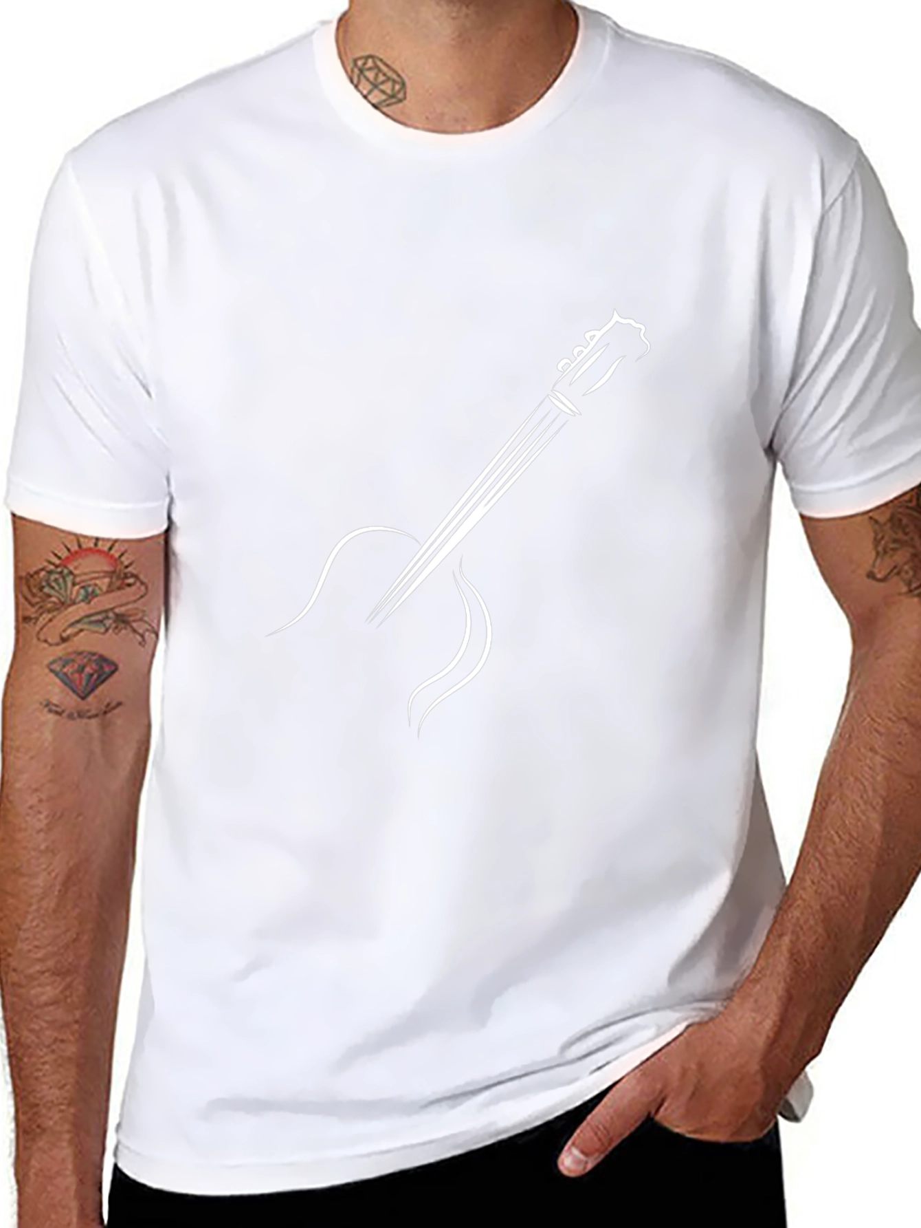 Guitar Graphic Tee - Black Casual Comfort