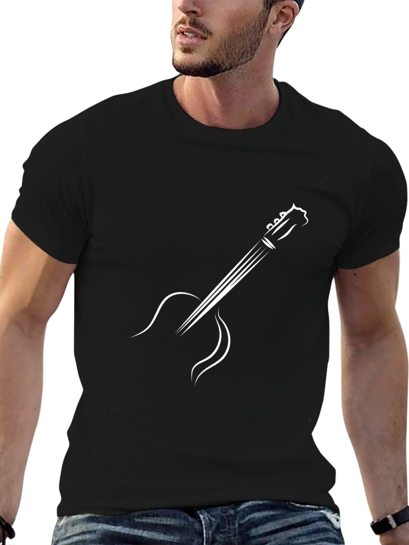 Guitar Graphic Tee - Black Casual Comfort