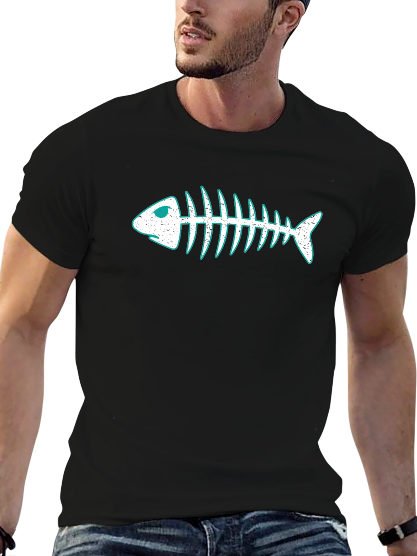 Cool Fishbone Graphic Black T-Shirt