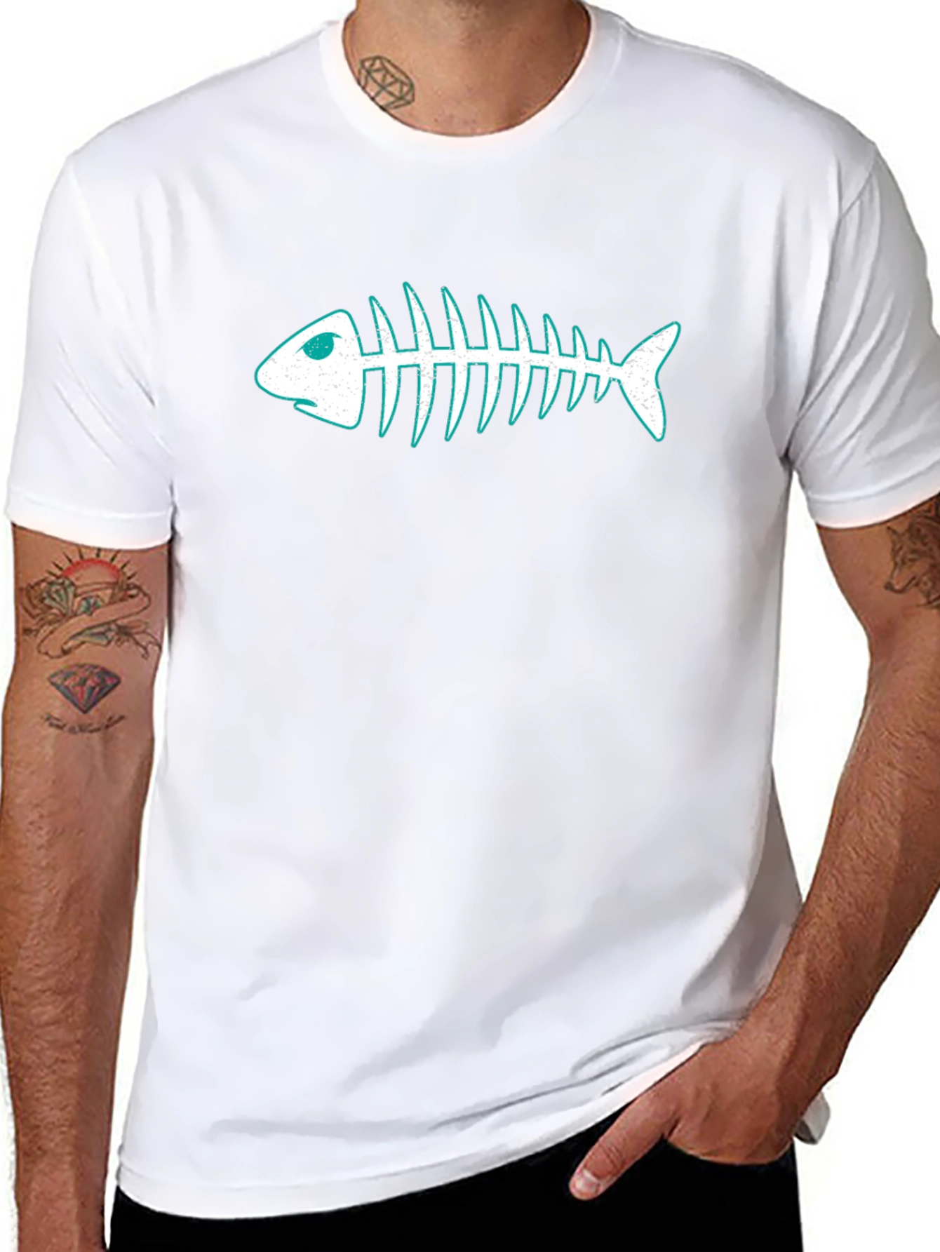 Cool Fishbone Graphic Black T-Shirt