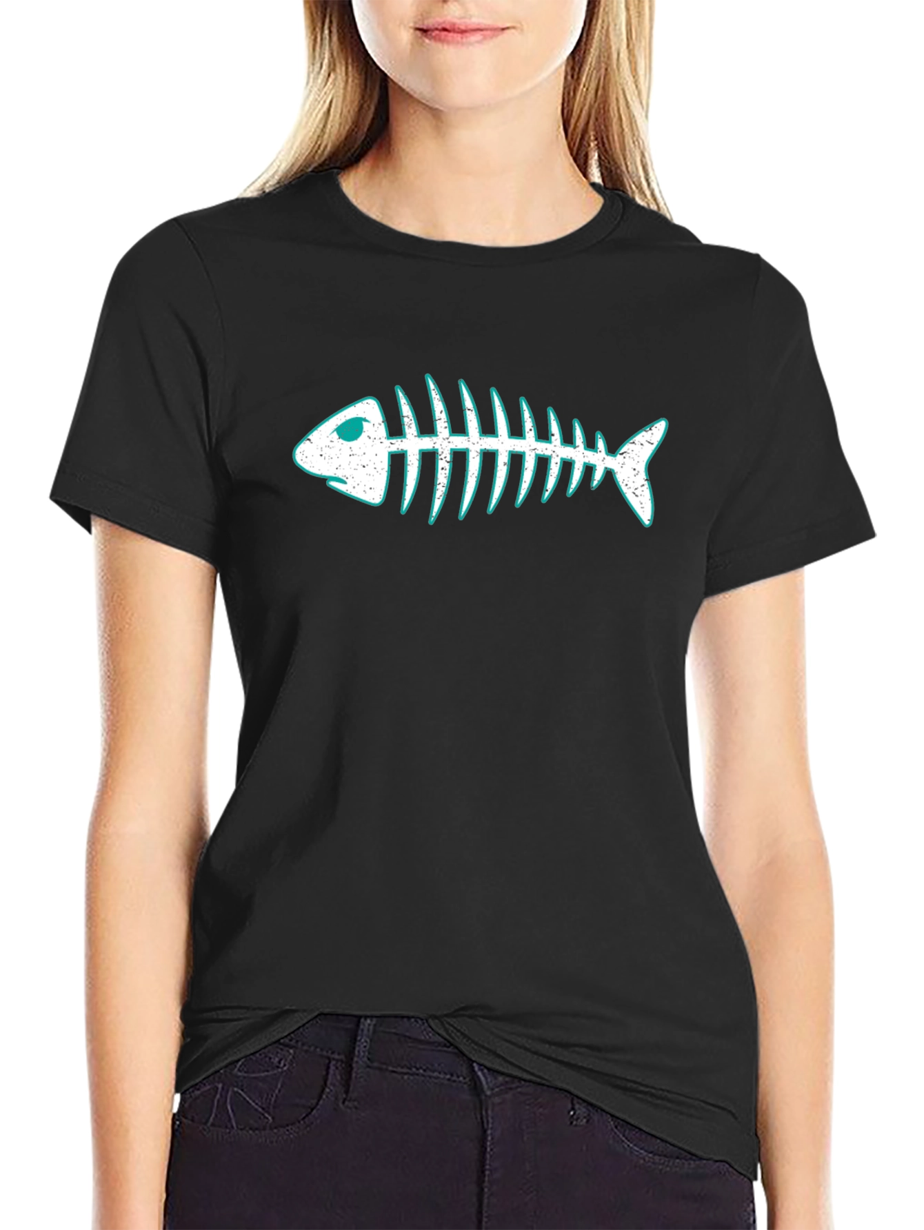 Cool Fishbone Graphic Black T-Shirt
