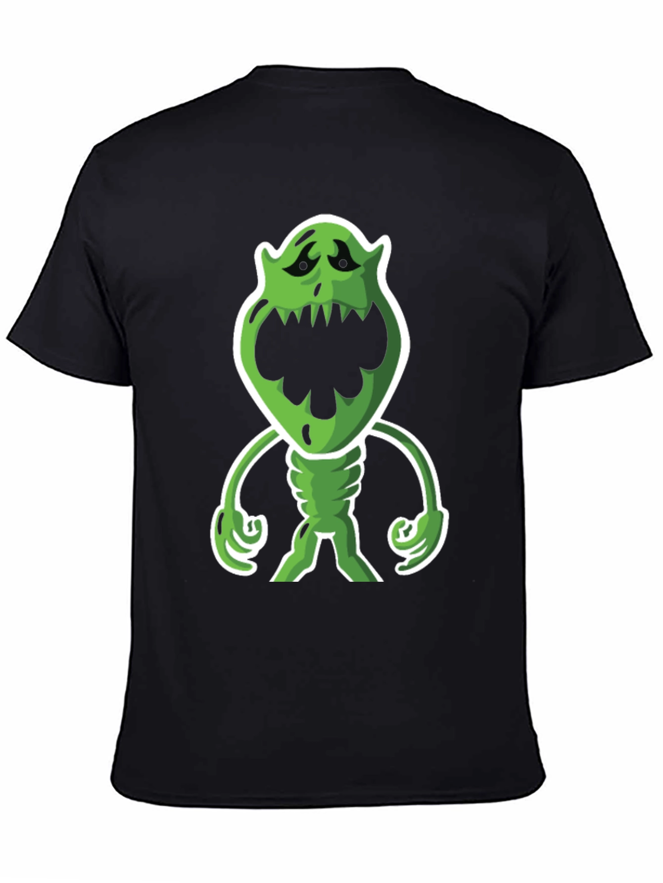 Cartoon Monster Graphic Tee - Black Cotton Blend