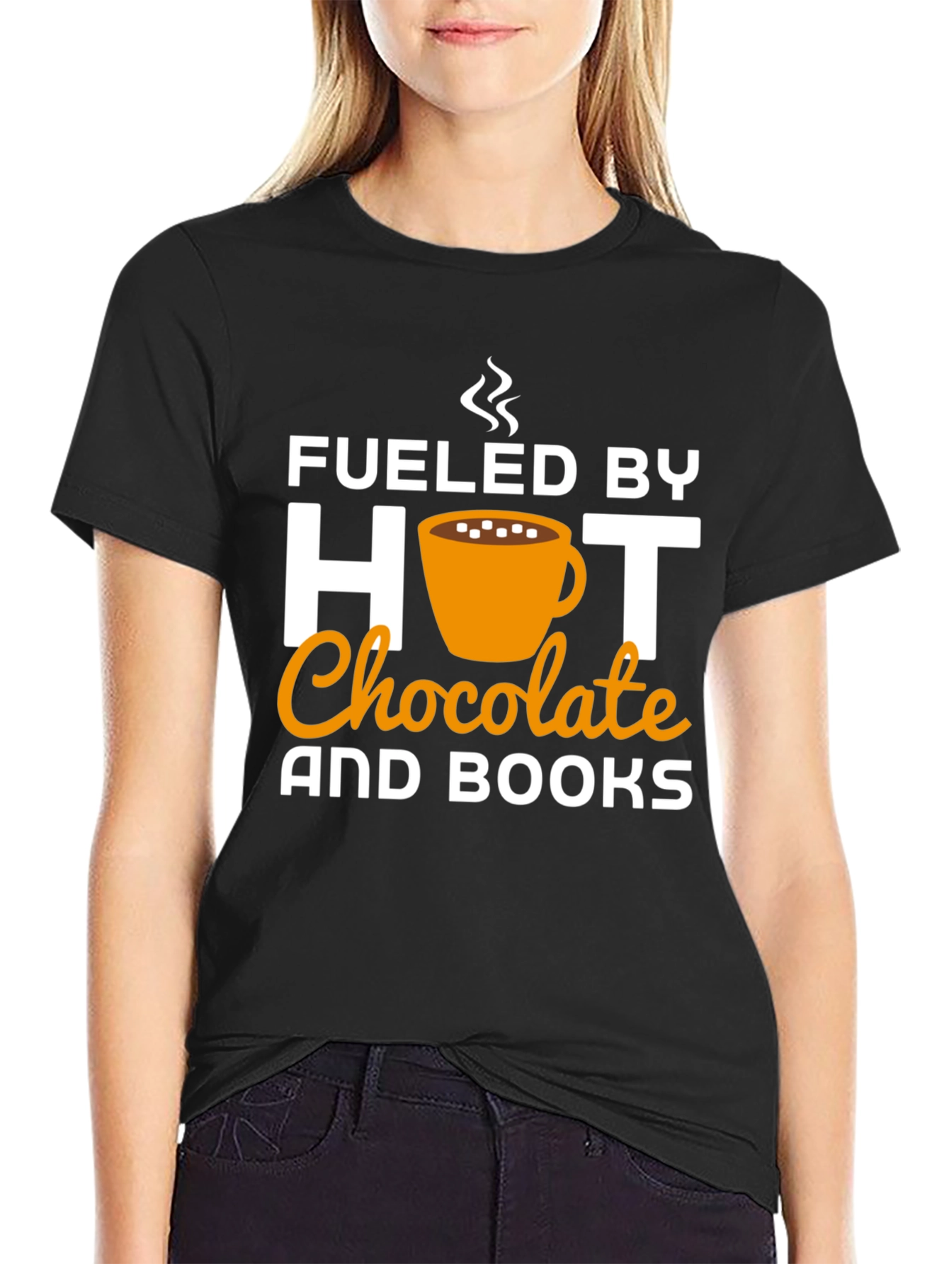 Fueled by Hot Chocolate and Books Graphic Tee