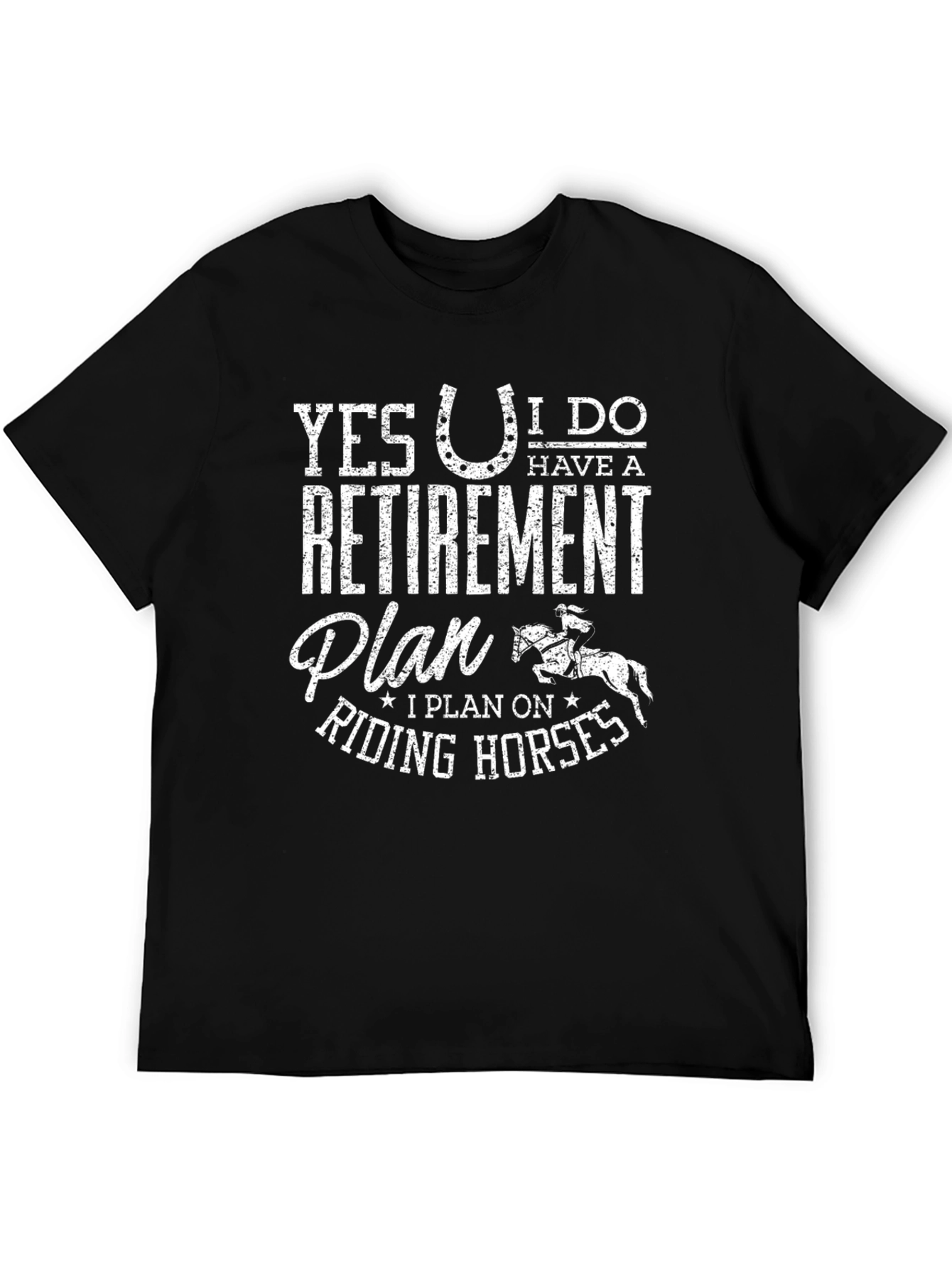 Retirement Plan Horse Riding Black T-Shirt