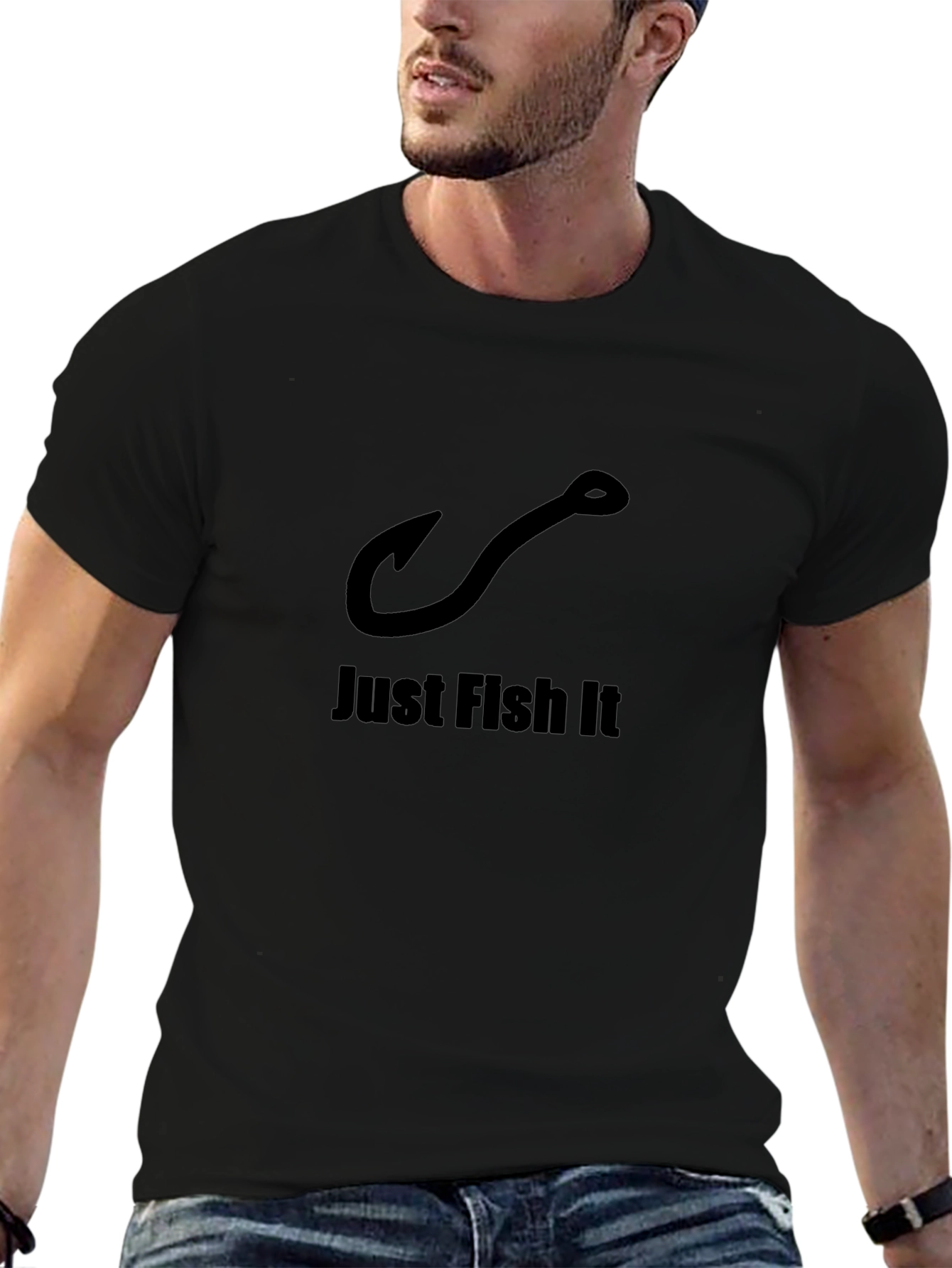 Just Fish It T-Shirt - Black Cotton Tee