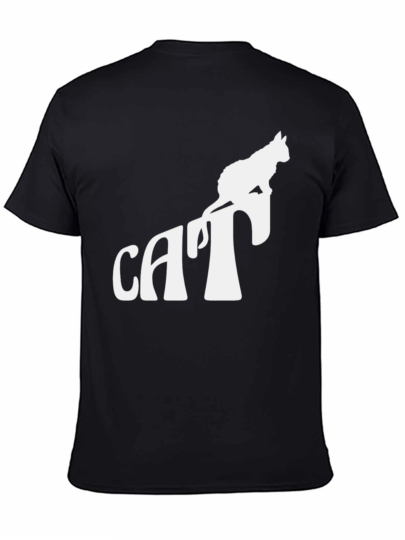 Cool Cat Silhouette Graphic Tee - Black