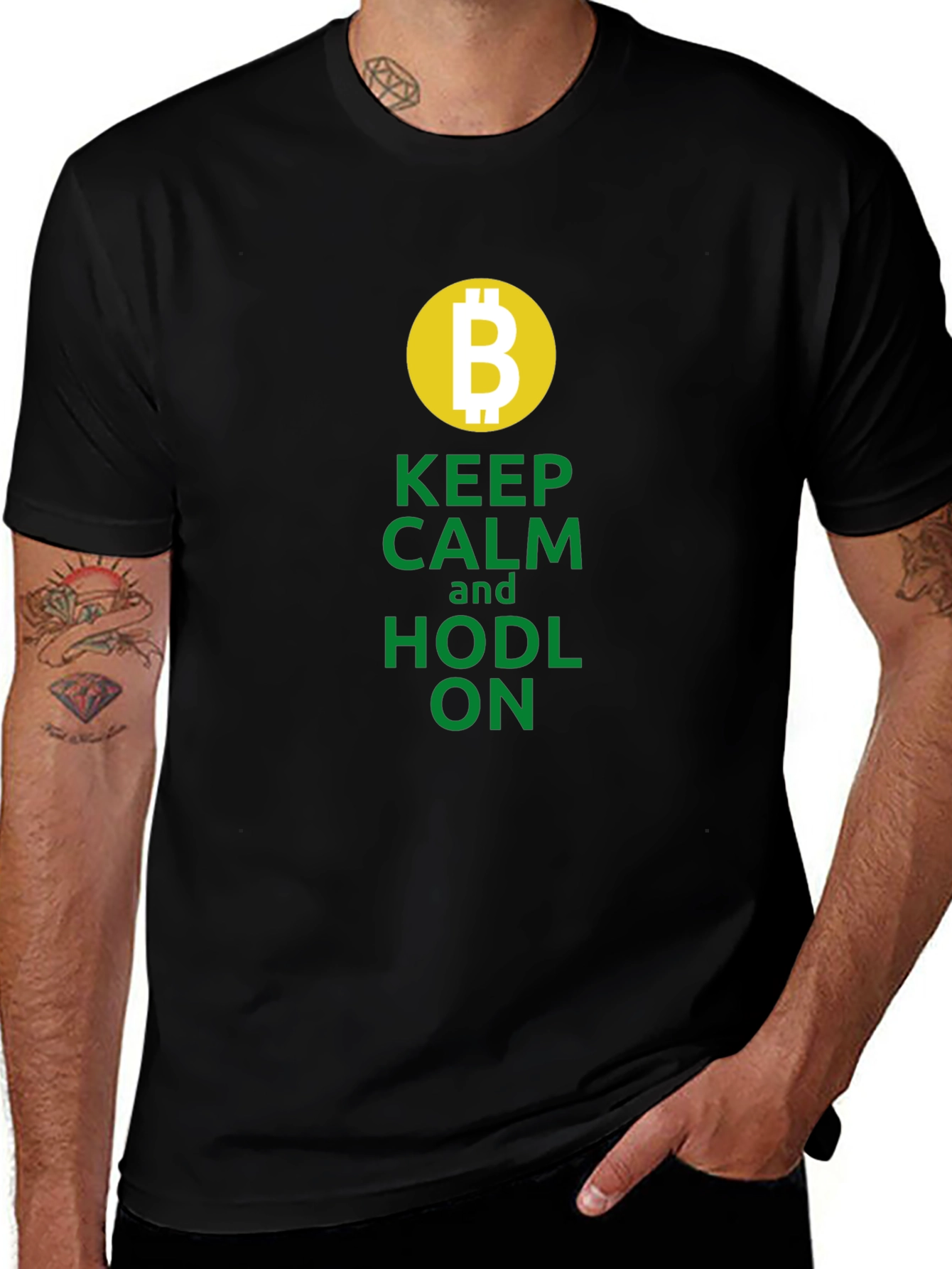Keep Calm & HODL ON - Bitcoin Crypto T-Shirt