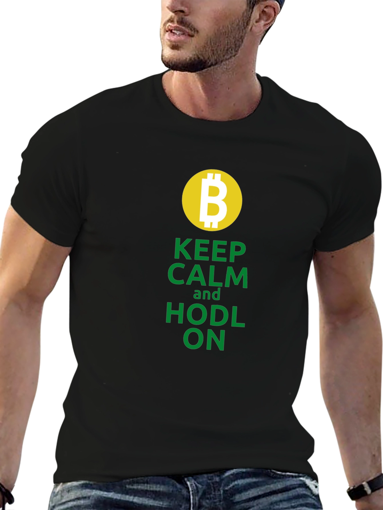 Keep Calm & HODL ON - Bitcoin Crypto T-Shirt