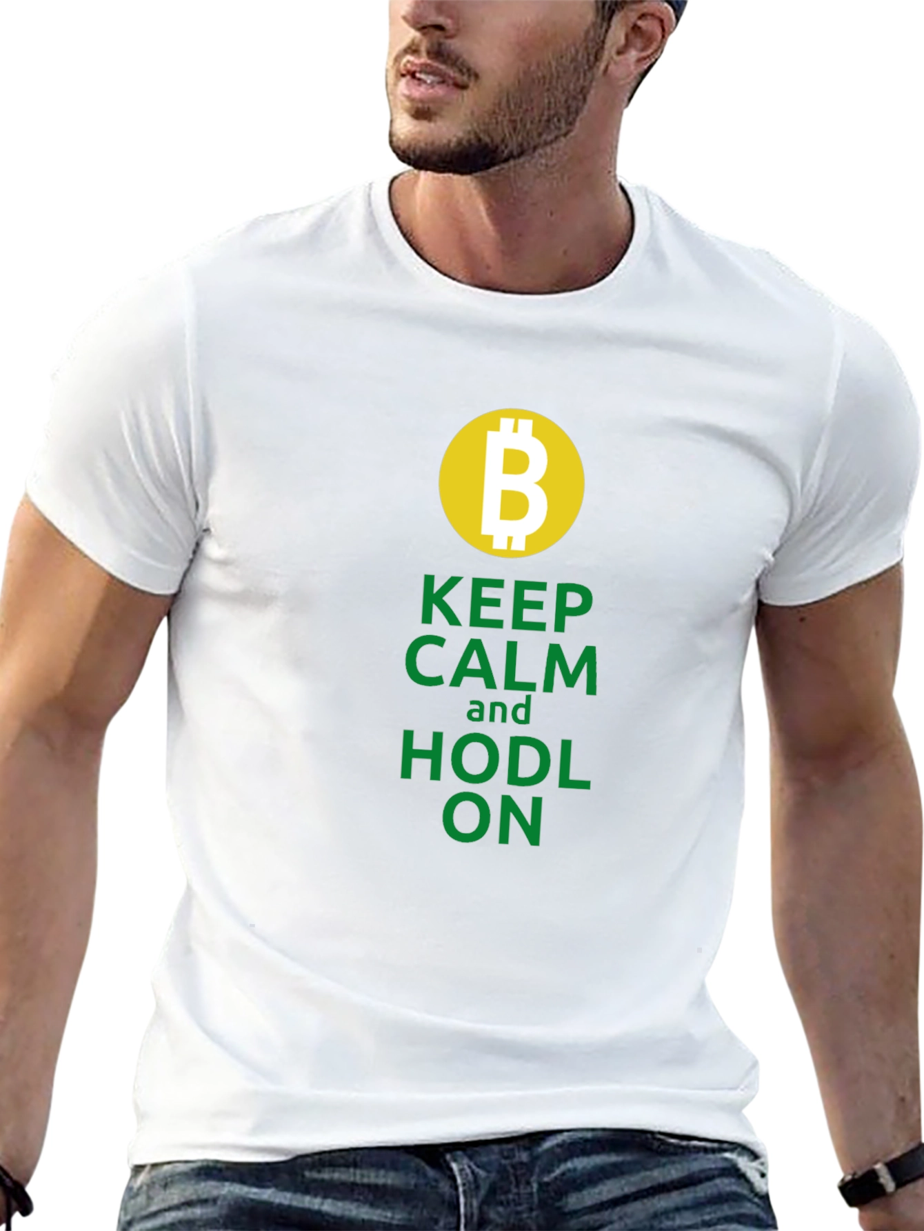 Keep Calm & HODL ON - Bitcoin Crypto T-Shirt
