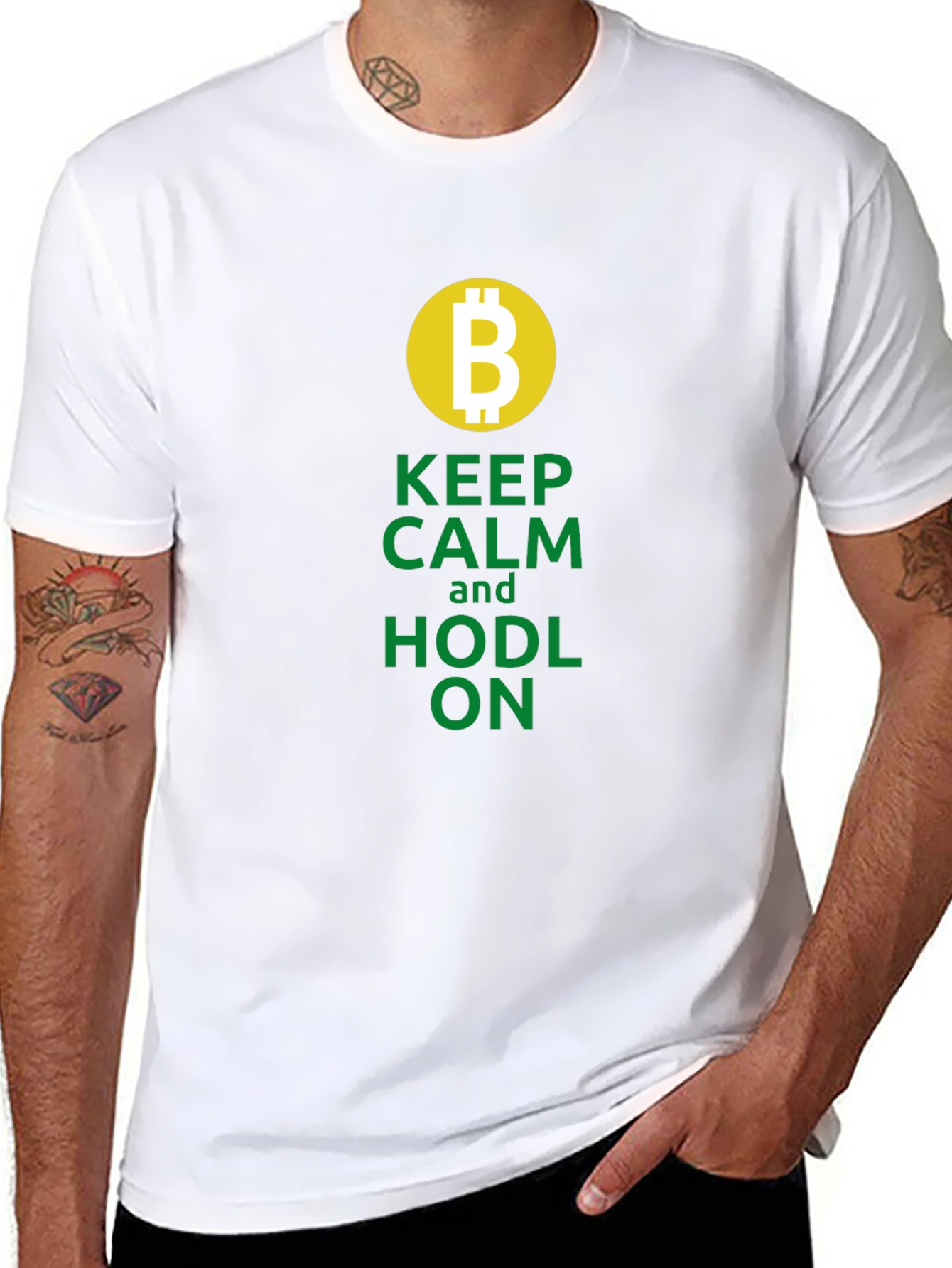 Keep Calm & HODL ON - Bitcoin Crypto T-Shirt