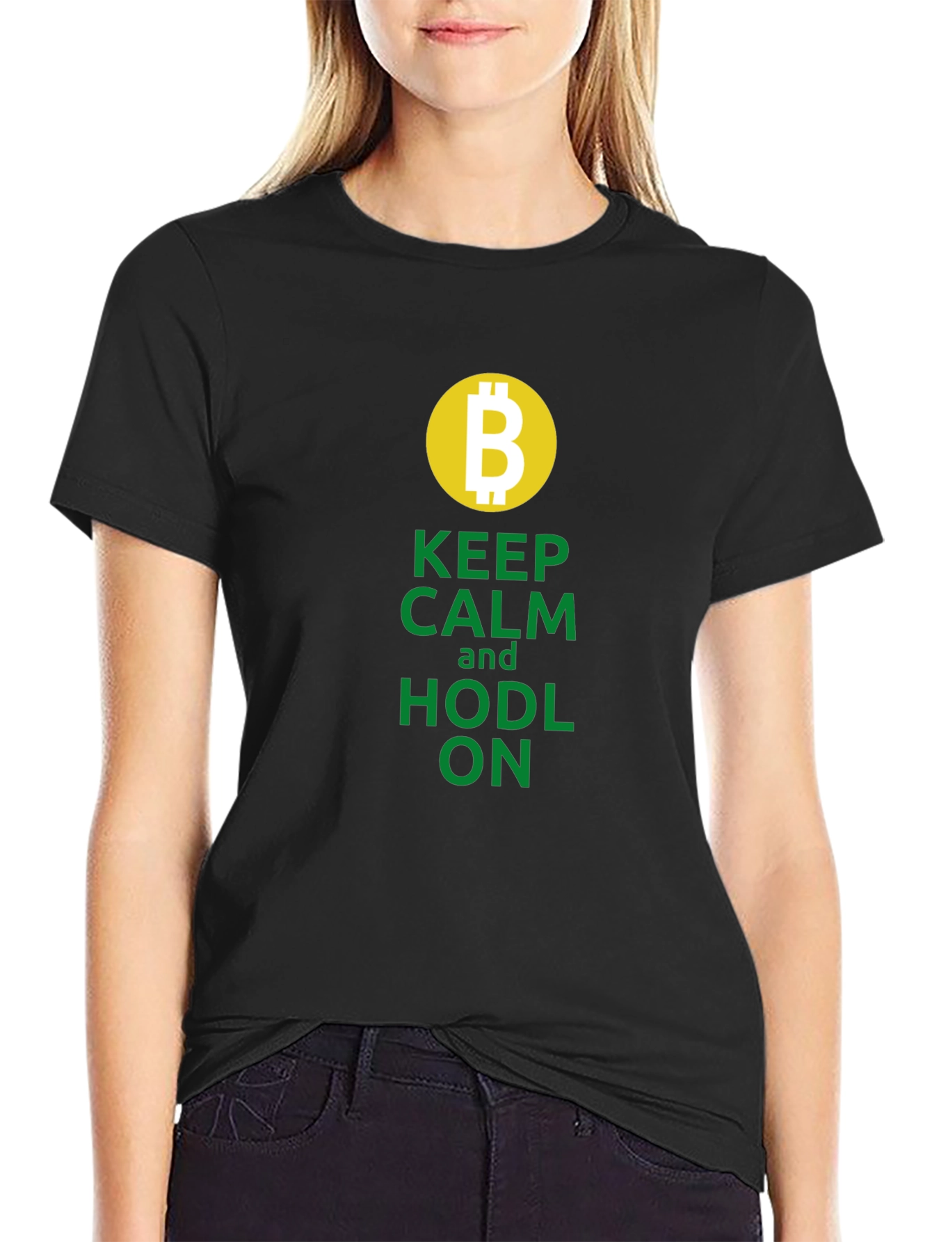 Keep Calm & HODL ON - Bitcoin Crypto T-Shirt