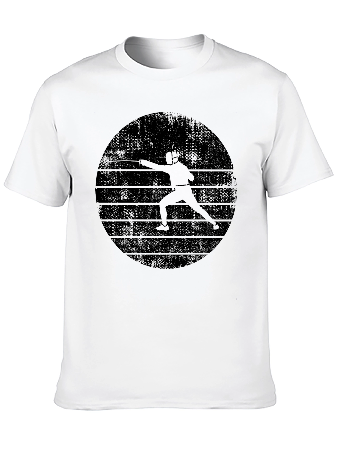 Fencing Silhouette Graphic Tee - Black Crew Neck