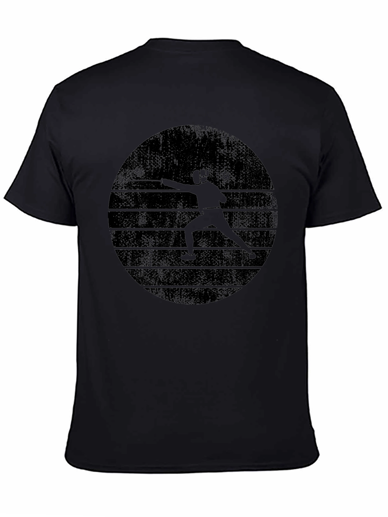 Fencing Silhouette Graphic Tee - Black Crew Neck