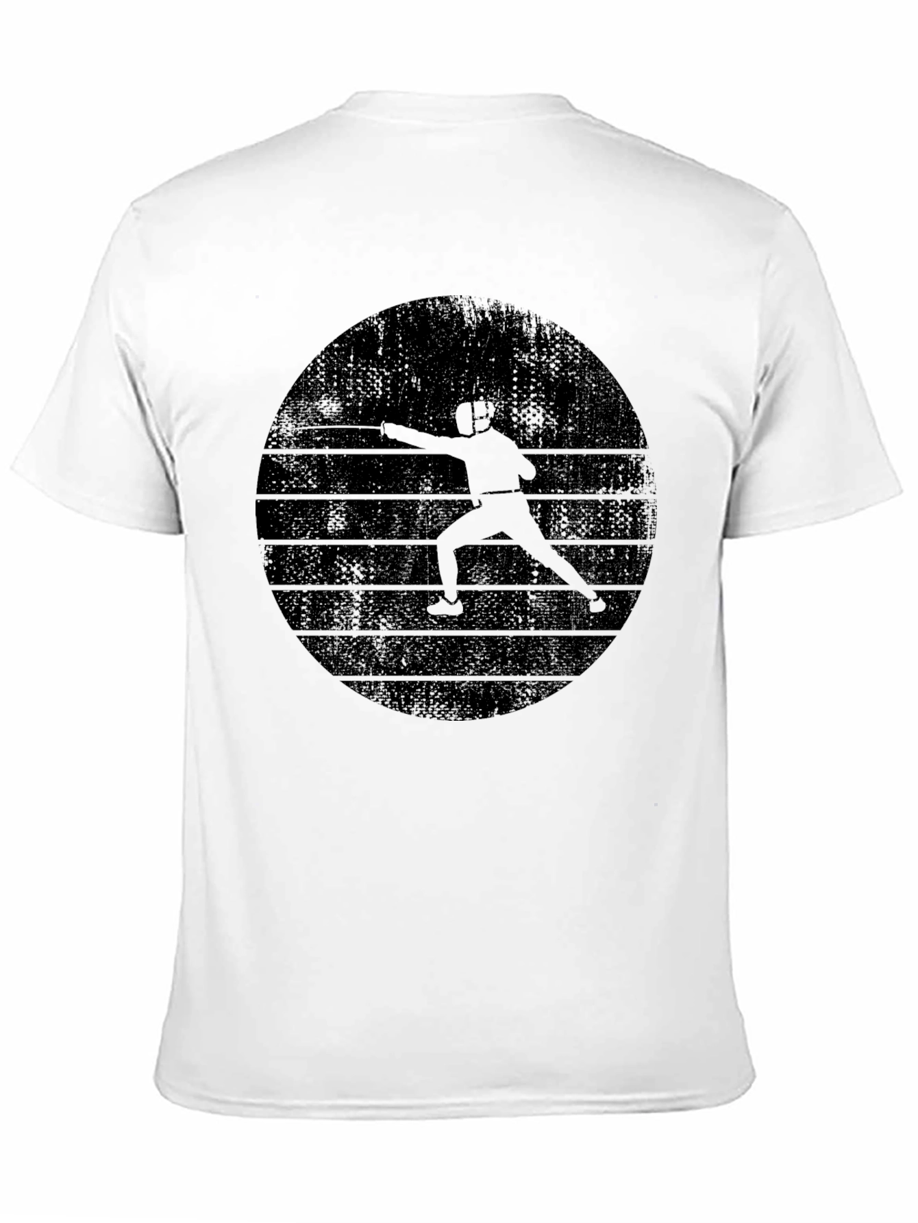 Fencing Silhouette Graphic Tee - Black Crew Neck