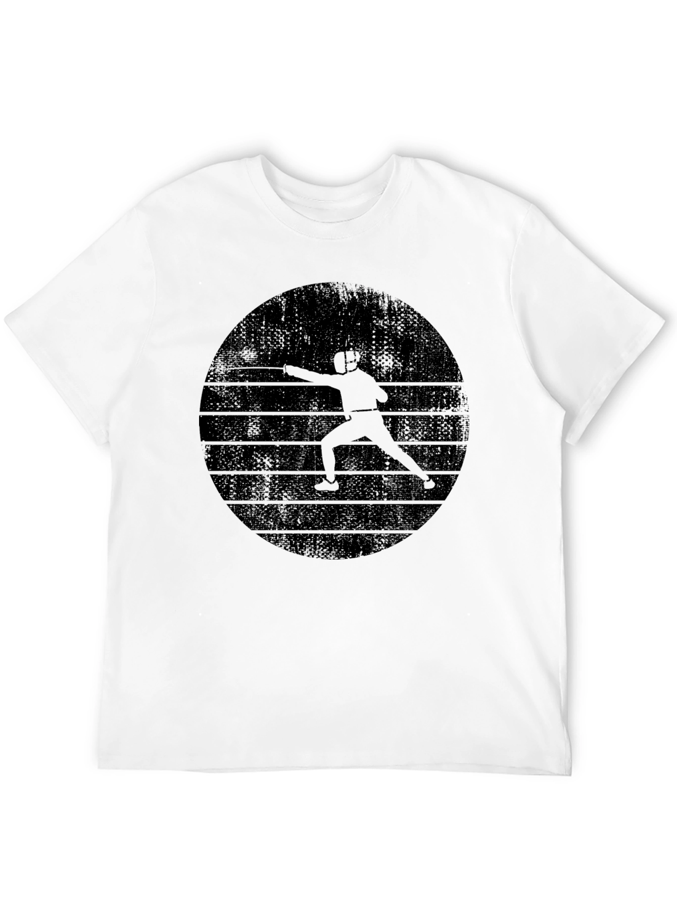 Fencing Silhouette Graphic Tee - Black Crew Neck