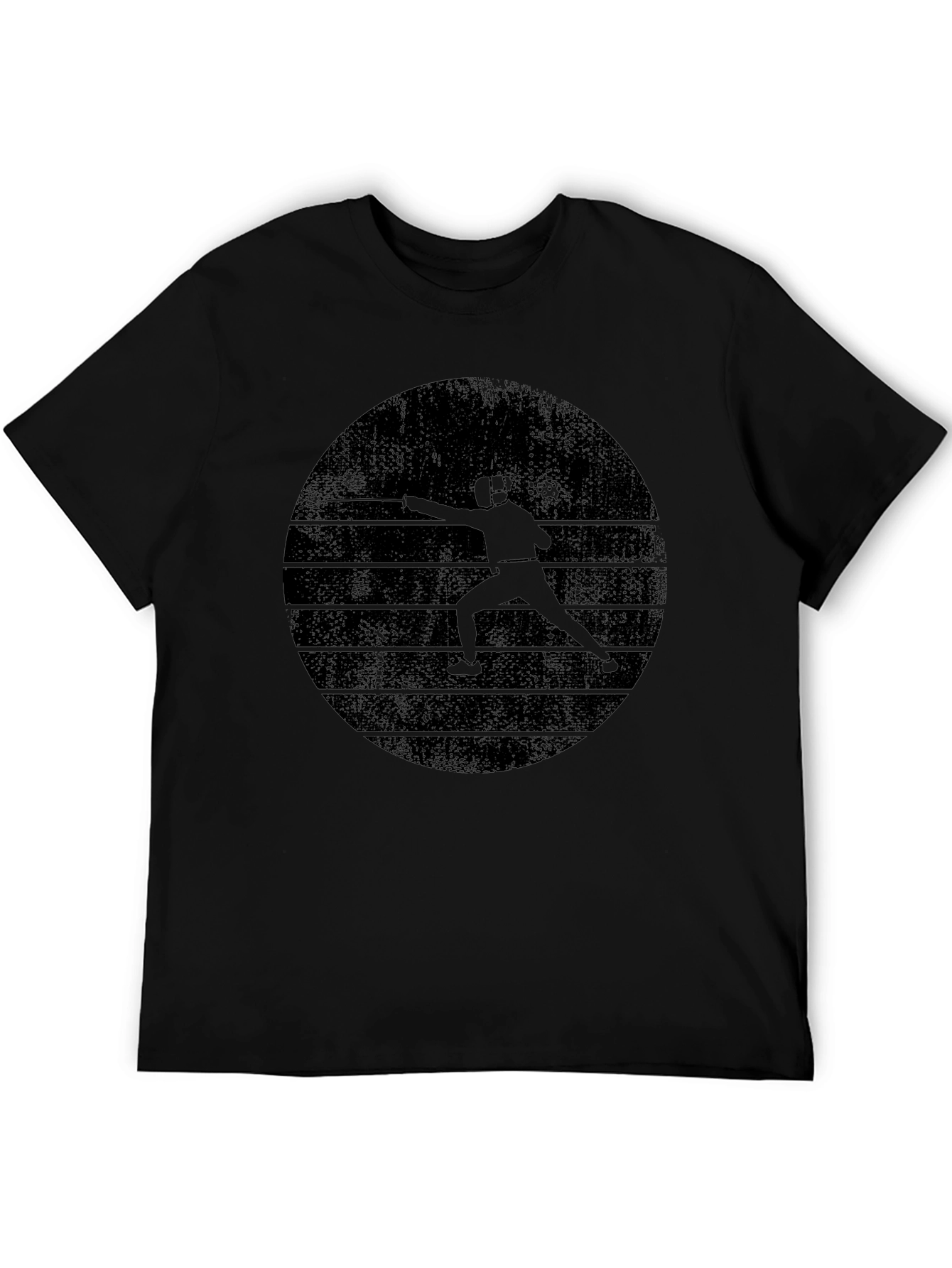 Fencing Silhouette Graphic Tee - Black Crew Neck