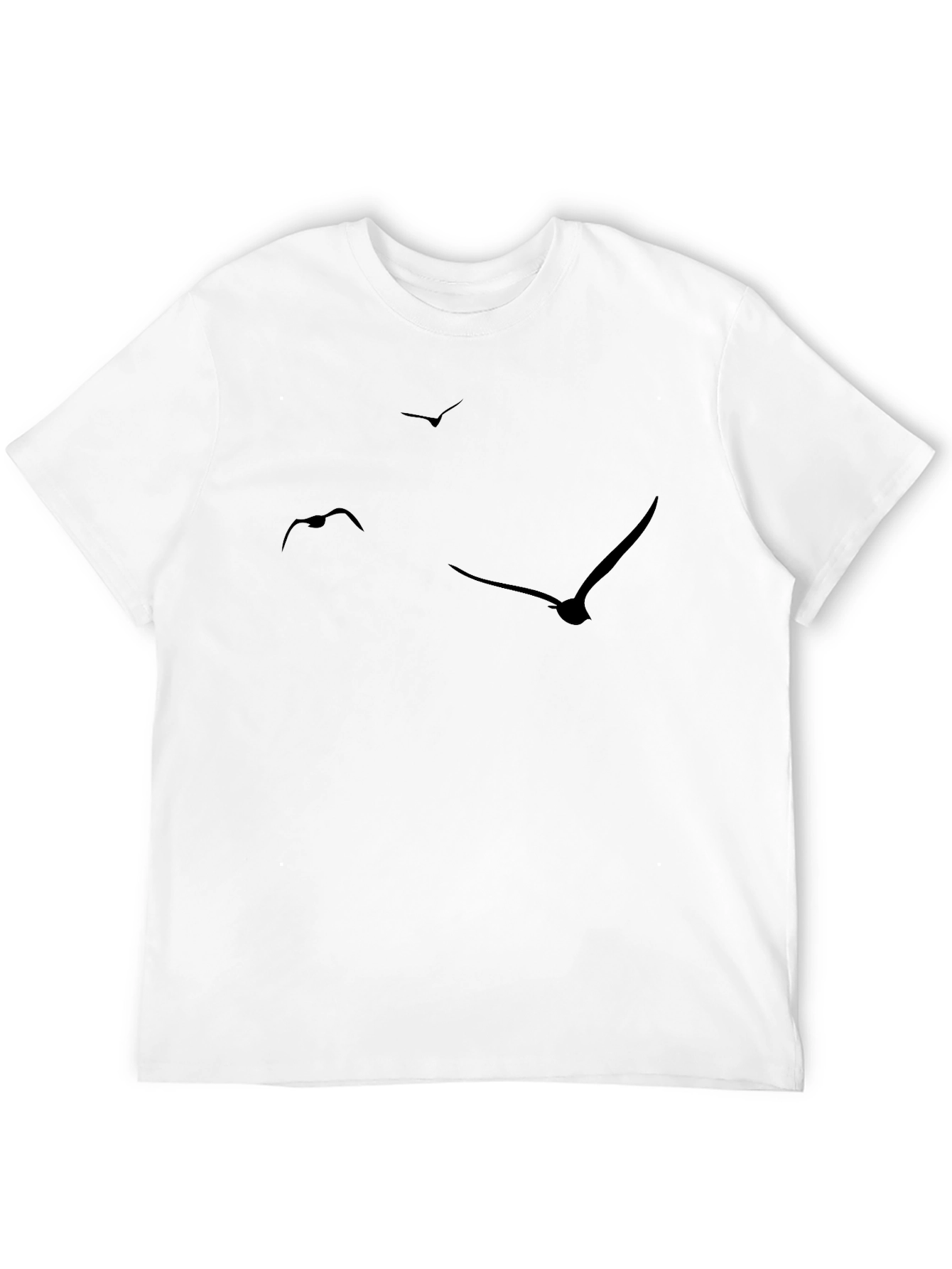 Mens Black T-Shirt with Bird Silhouette Design