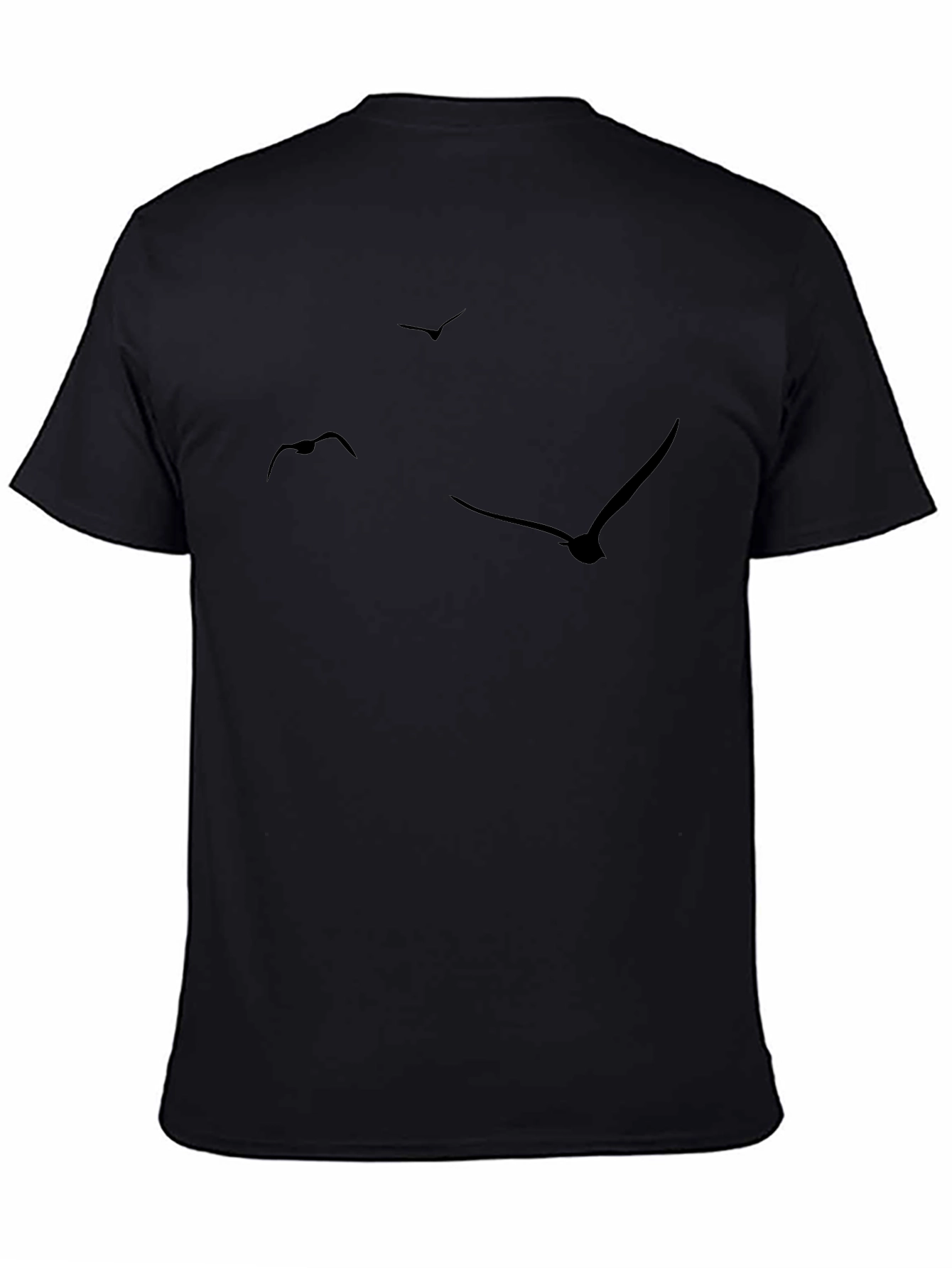Mens Black T-Shirt with Bird Silhouette Design