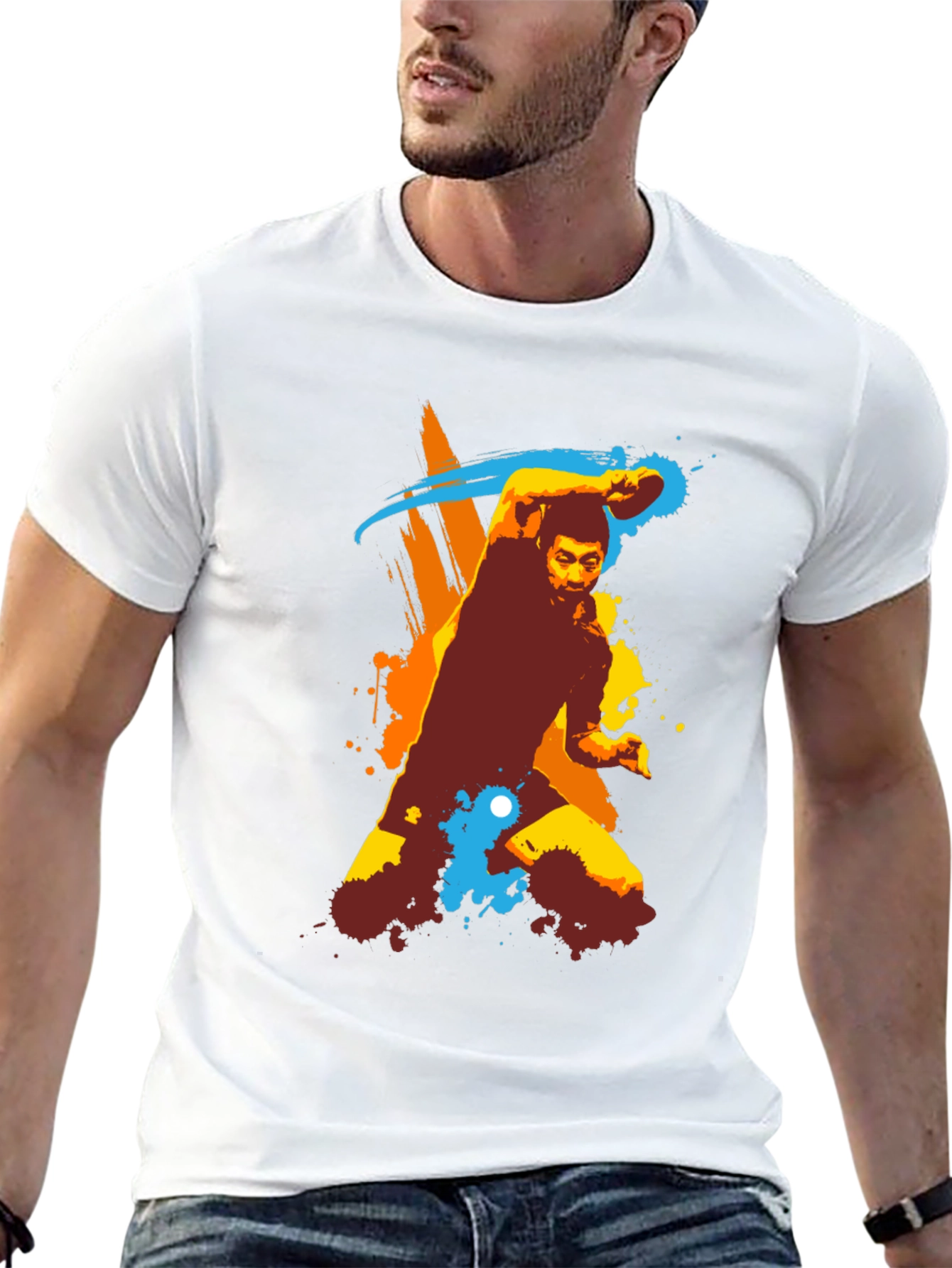 Stylish Table Tennis Graphic Tee - Black Cotton Shirt