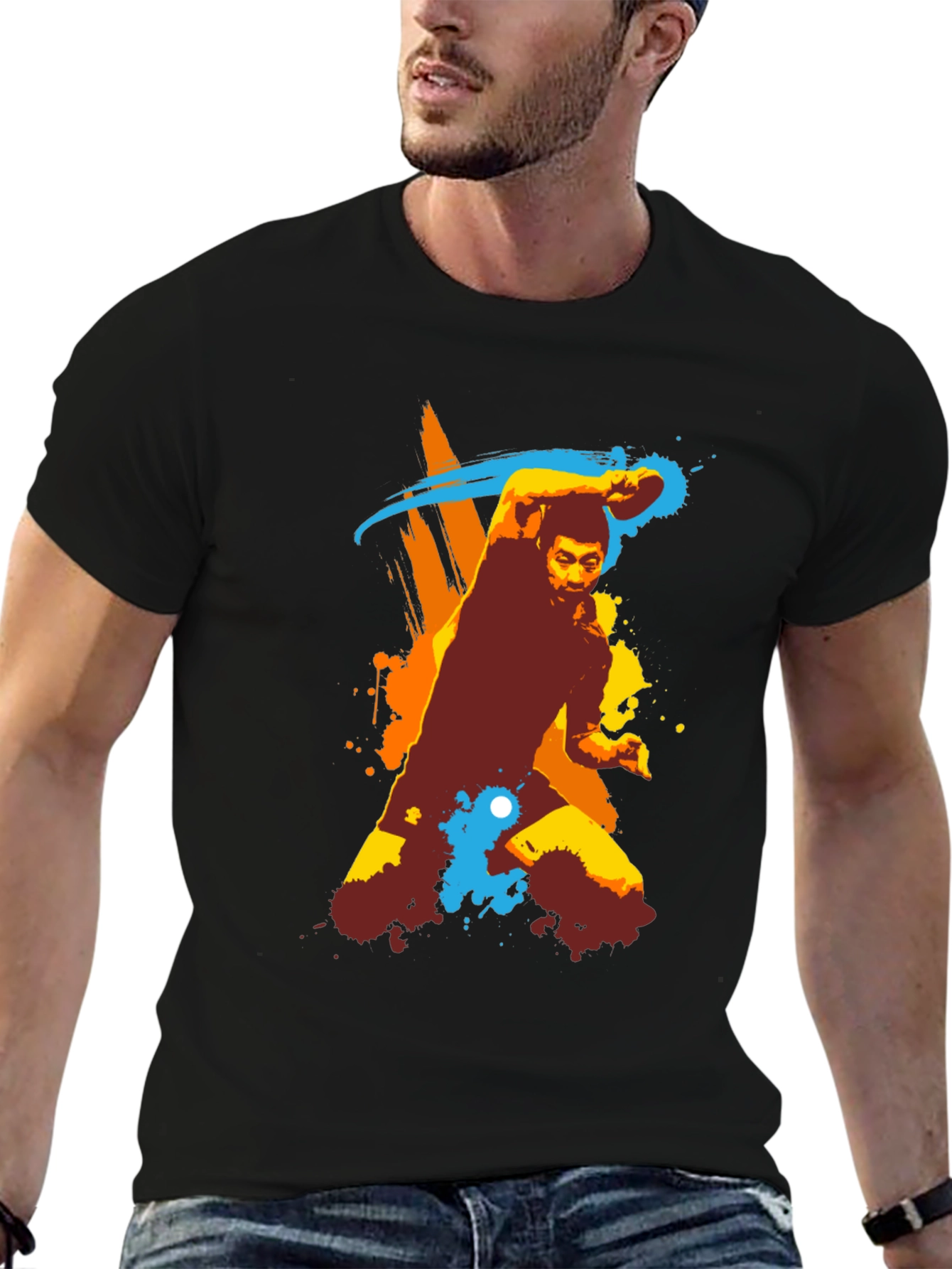 Stylish Table Tennis Graphic Tee - Black Cotton Shirt