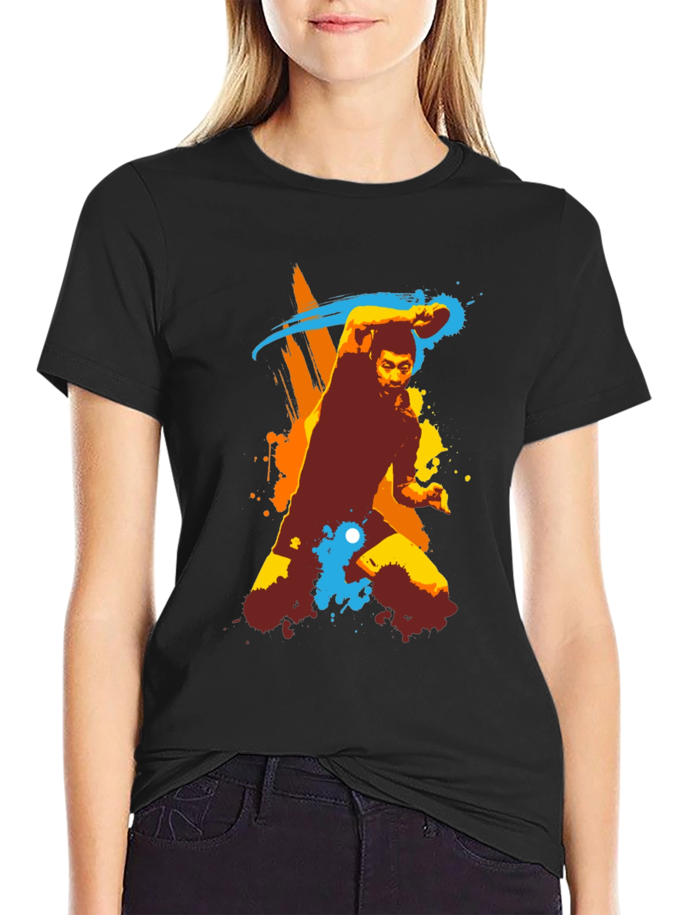 Stylish Table Tennis Graphic Tee - Black Cotton Shirt