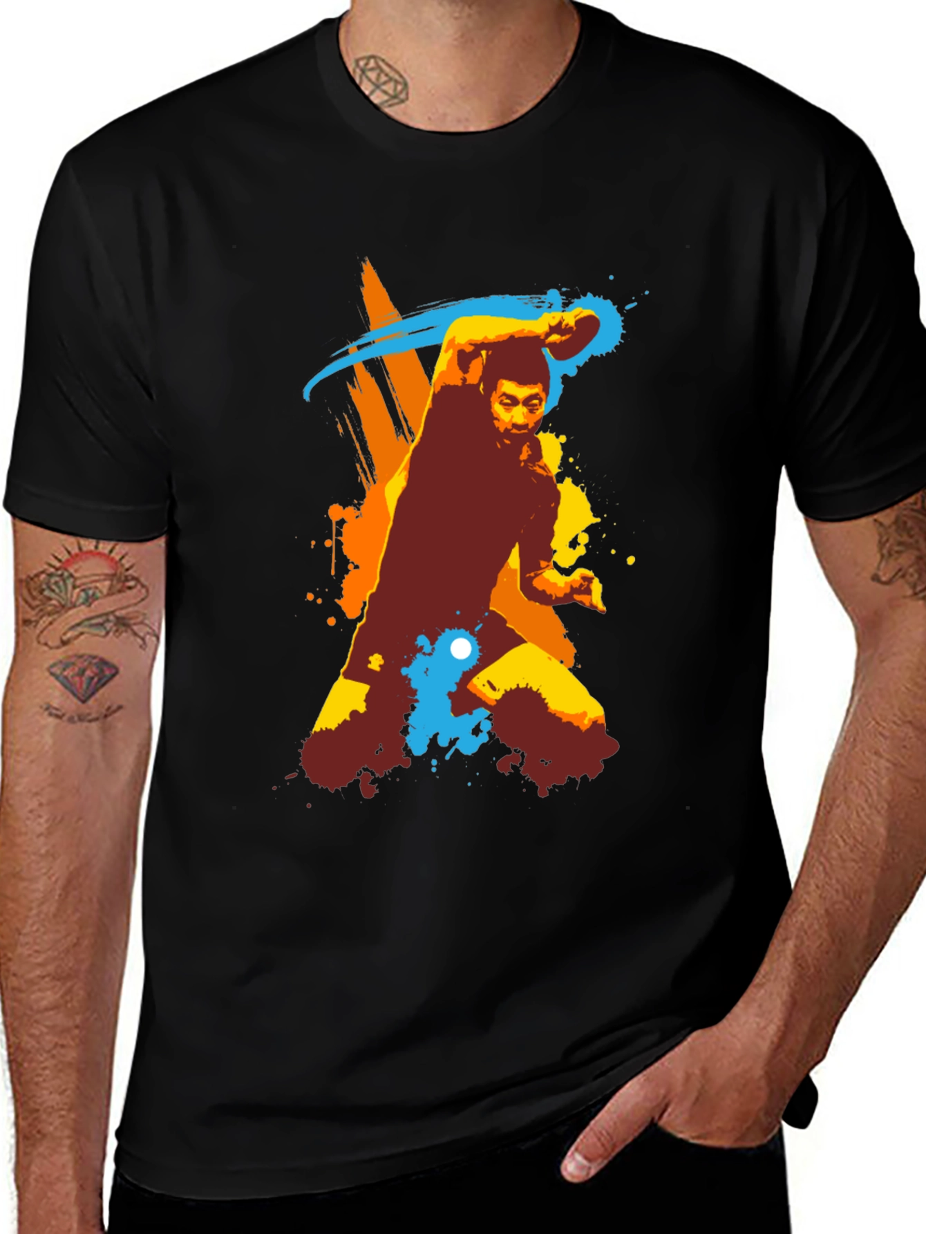 Stylish Table Tennis Graphic Tee - Black Cotton Shirt
