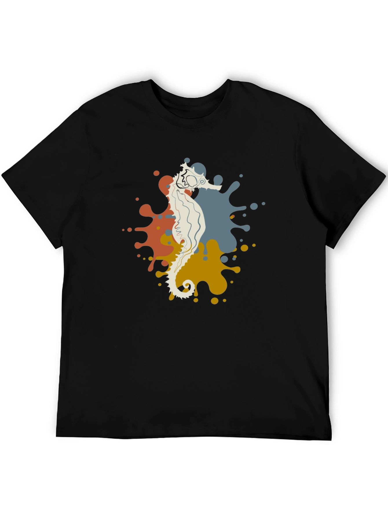 Seahorse Splash Graphic Black T-Shirt