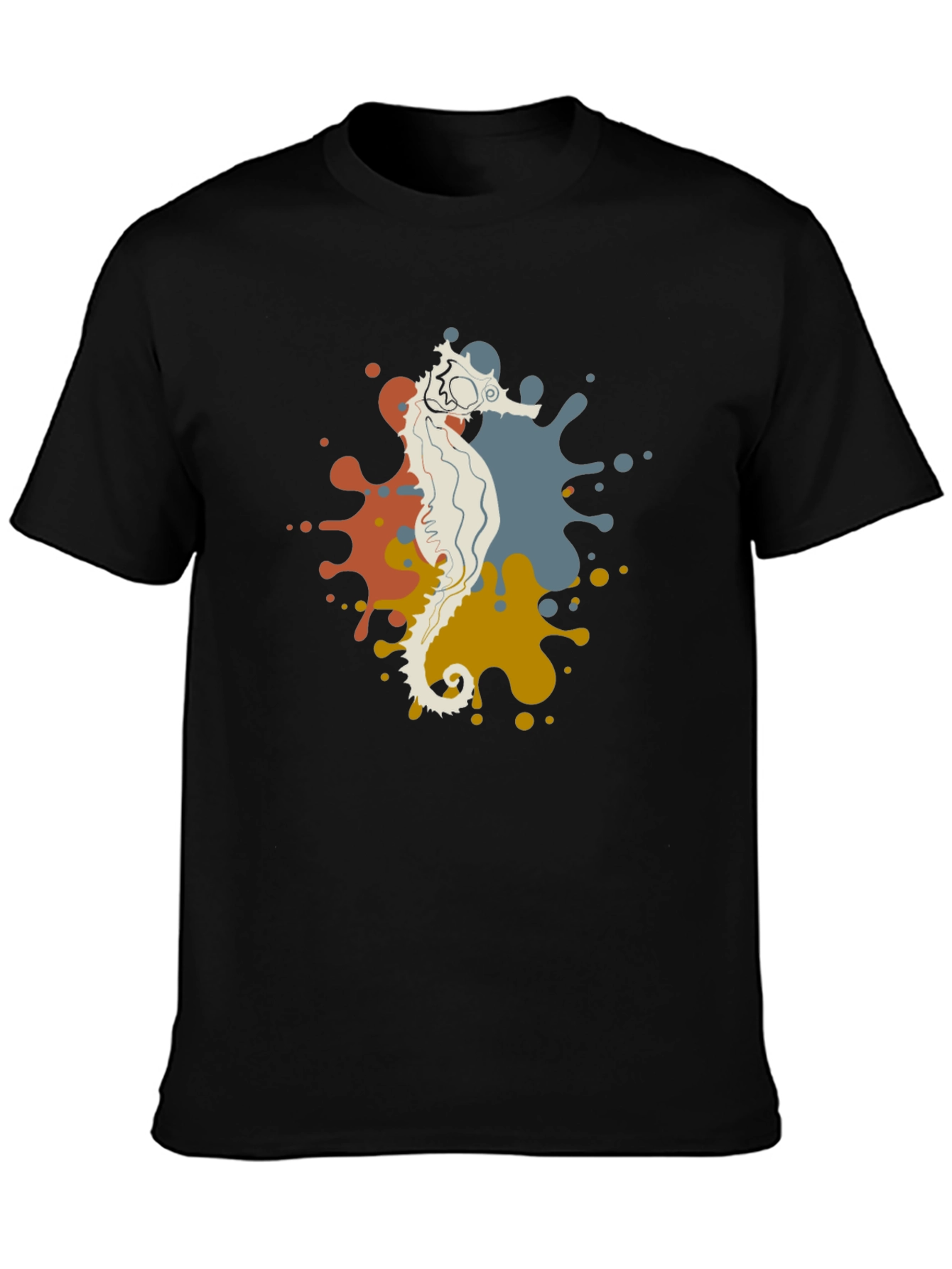 Seahorse Splash Graphic Black T-Shirt