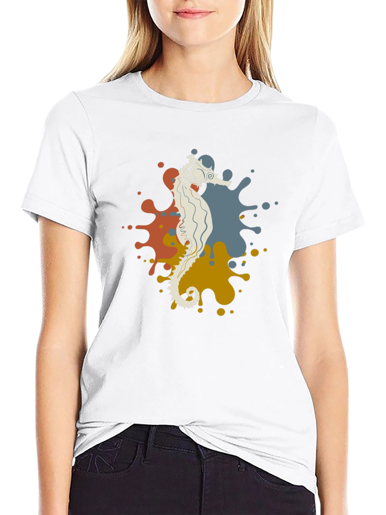 Seahorse Splash Graphic Black T-Shirt