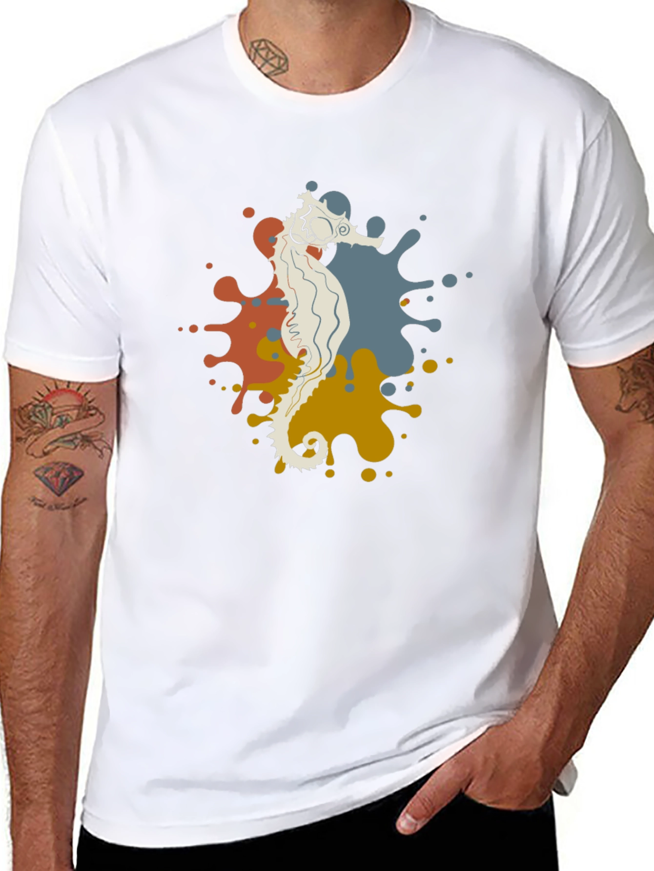 Seahorse Splash Graphic Black T-Shirt
