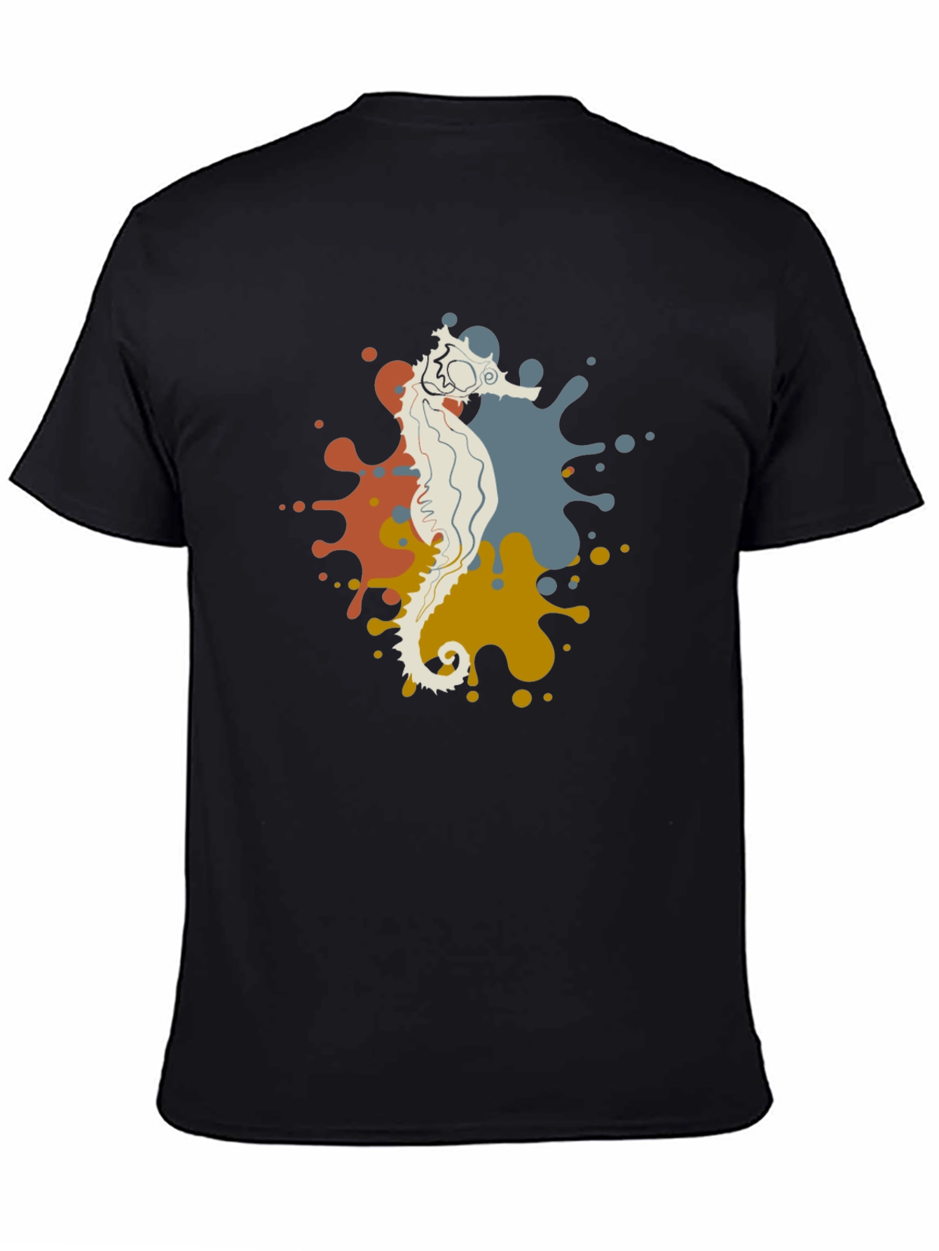 Seahorse Splash Graphic Black T-Shirt