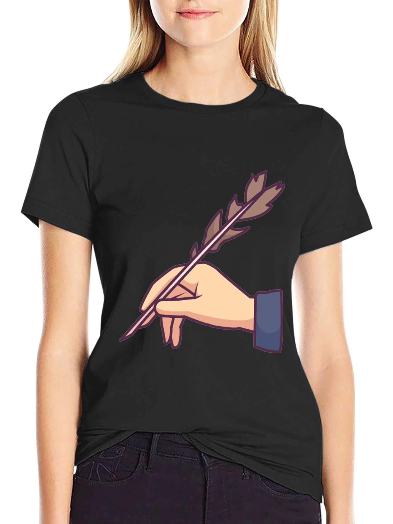 Feather Pen Graphic Tee - Artistic Design