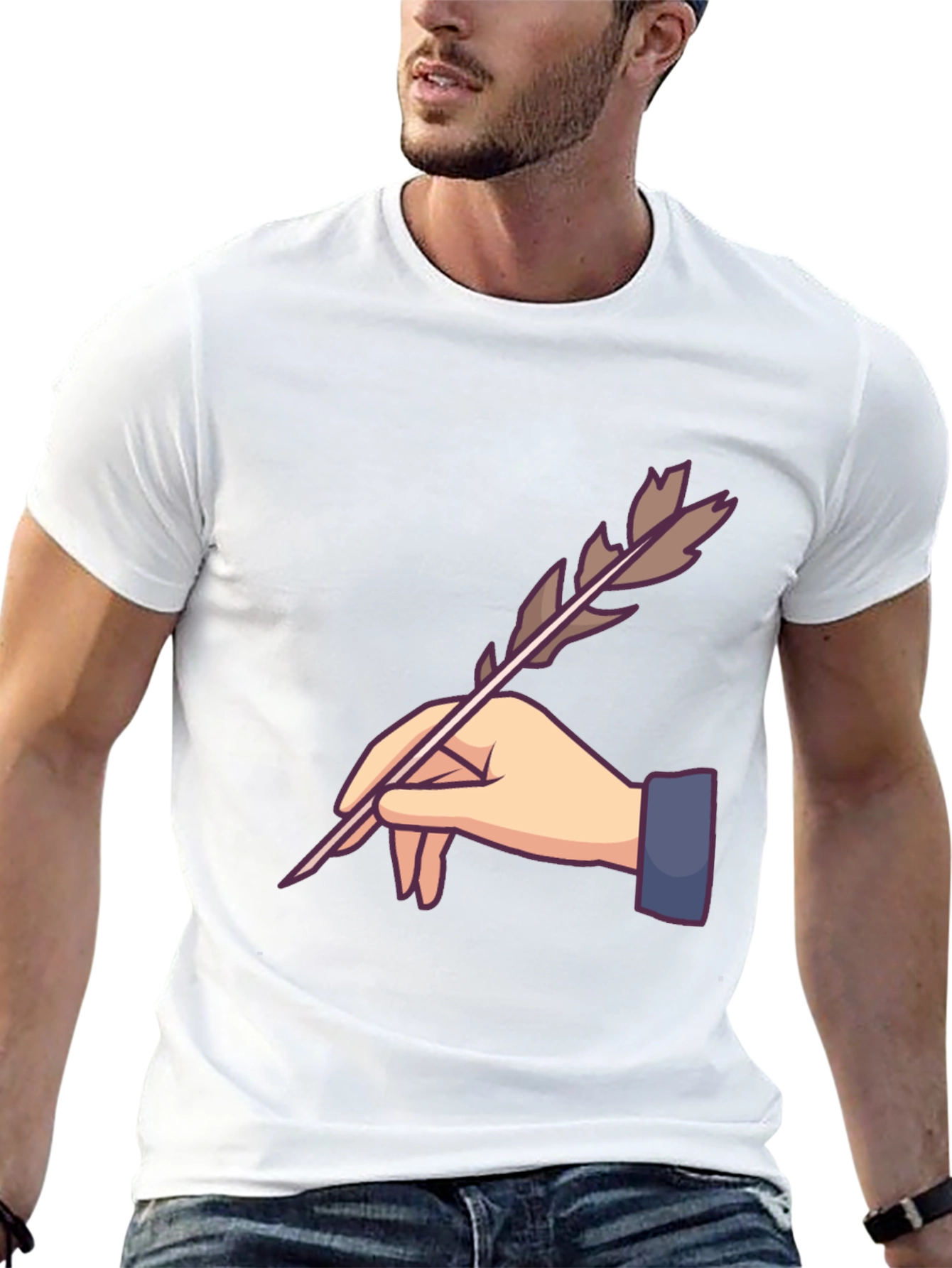 Feather Pen Graphic Tee - Artistic Design
