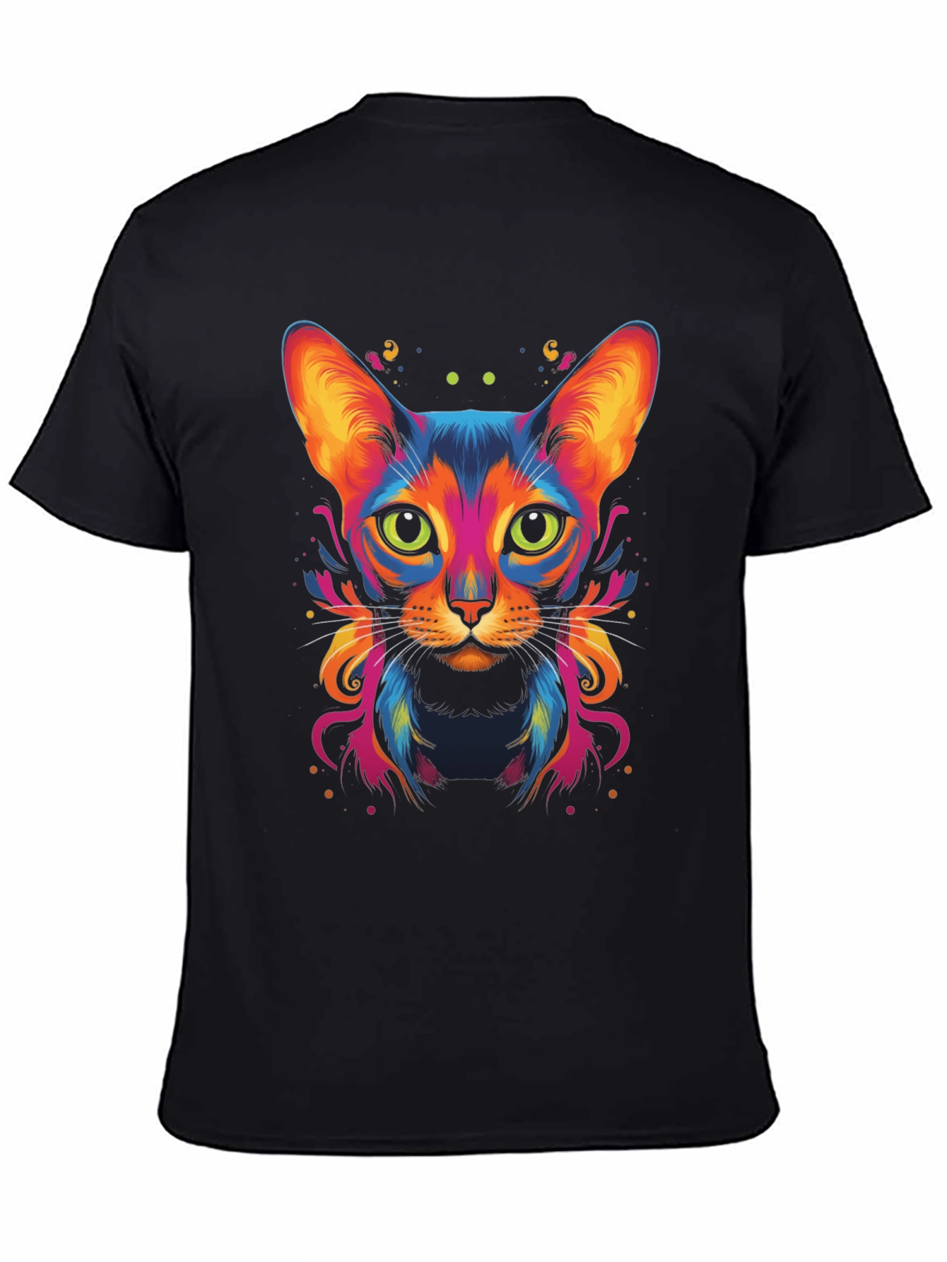 Vibrant Cat Graphic Tee - Cool Animal Art Shirt