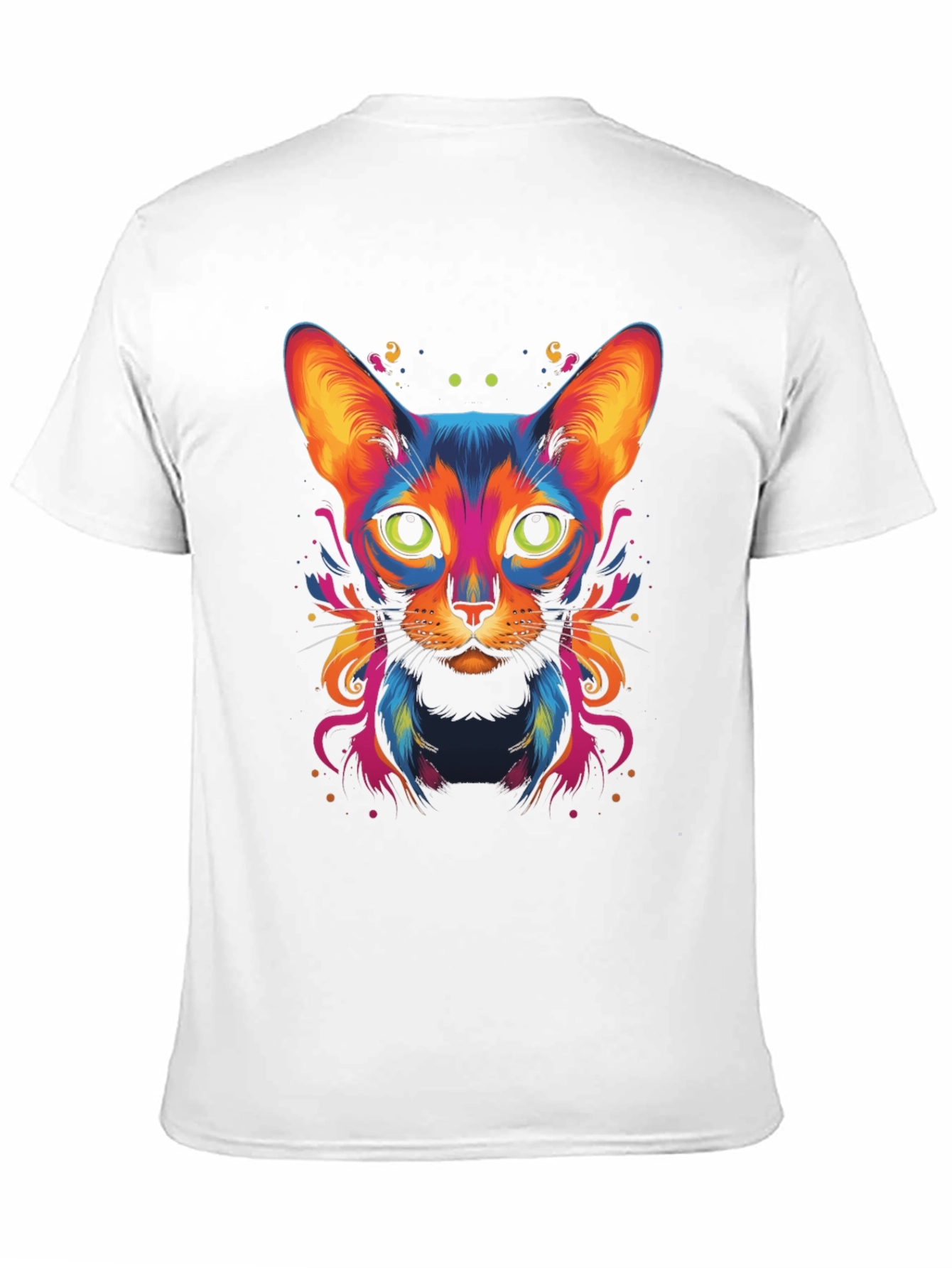 Vibrant Cat Graphic Tee - Cool Animal Art Shirt