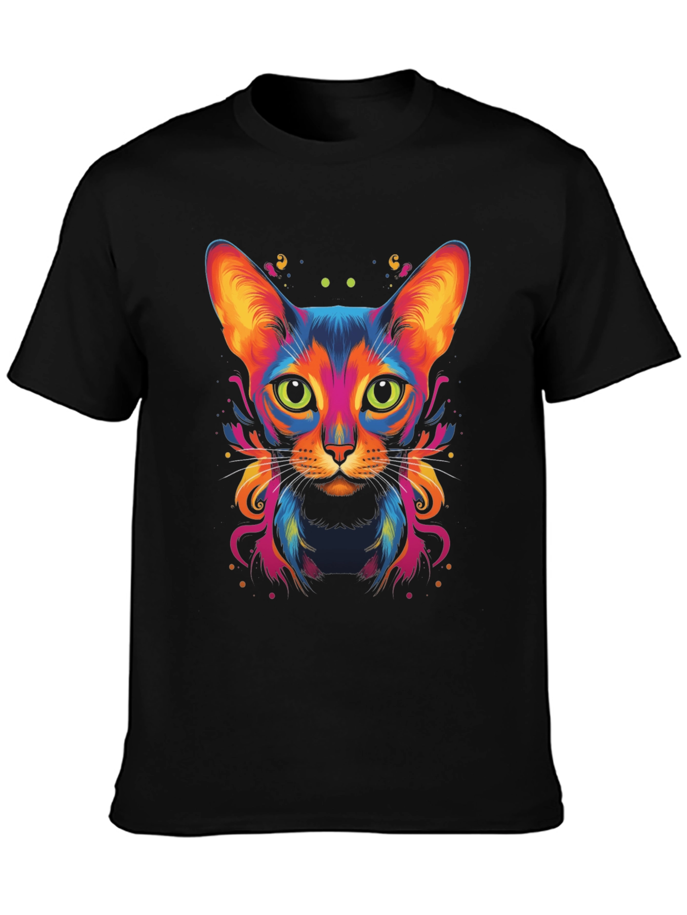Vibrant Cat Graphic Tee - Cool Animal Art Shirt